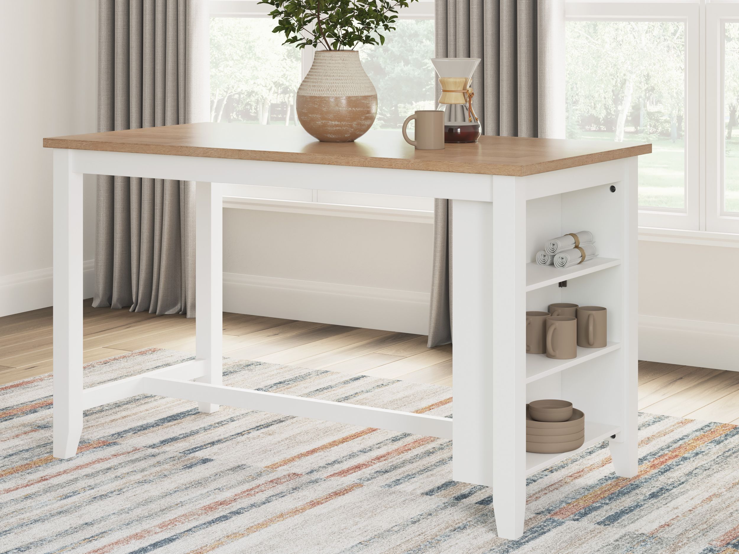 Gesthaven Wood Counter Height Dining Table with Storage | White
