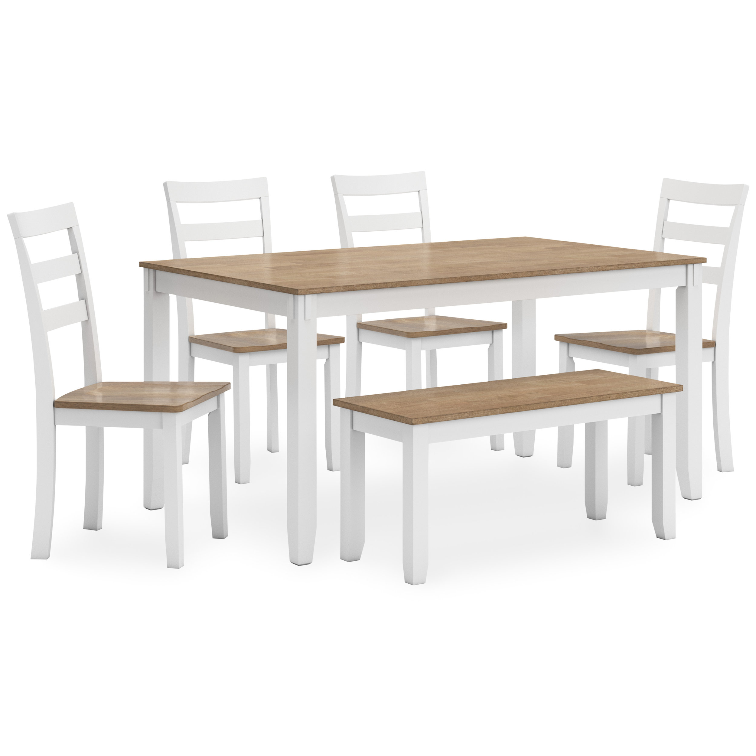 Gesthaven 6-Piece Dining Set - Natural & White Table & Bench | Sohomod