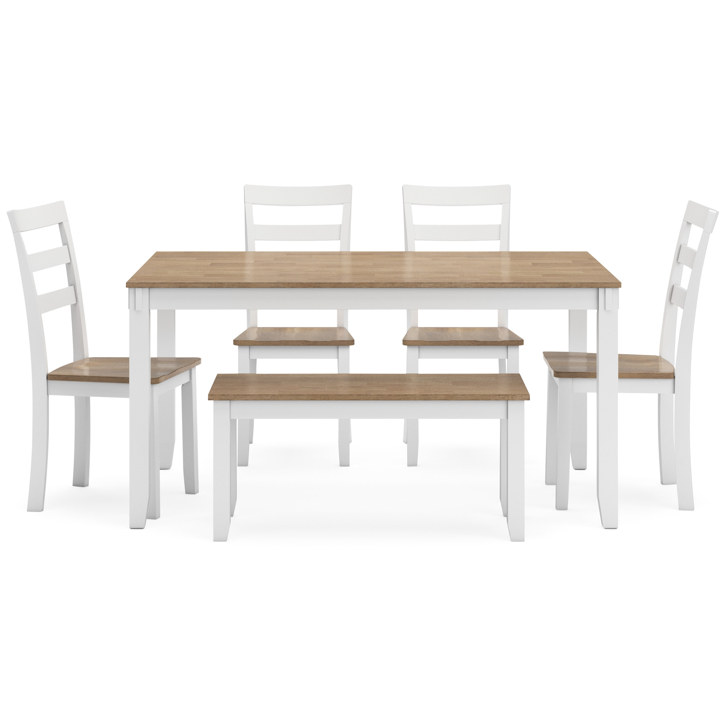 Gesthaven 6-Piece Dining Set - Natural & White Table & Bench | Sohomod