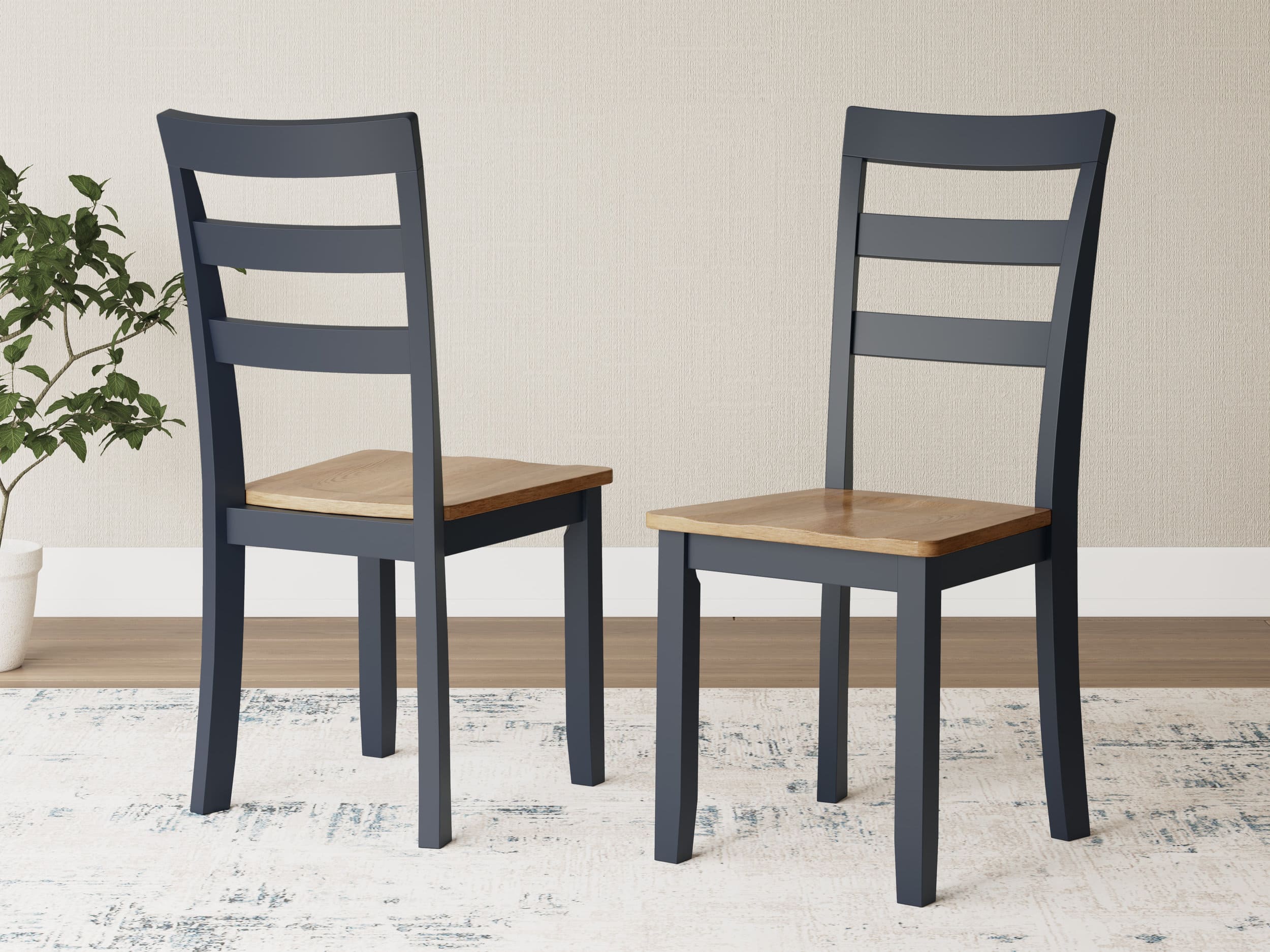 Gesthaven 6-Piece Dining Set - Natural & Blue Table & Bench | Sohomod