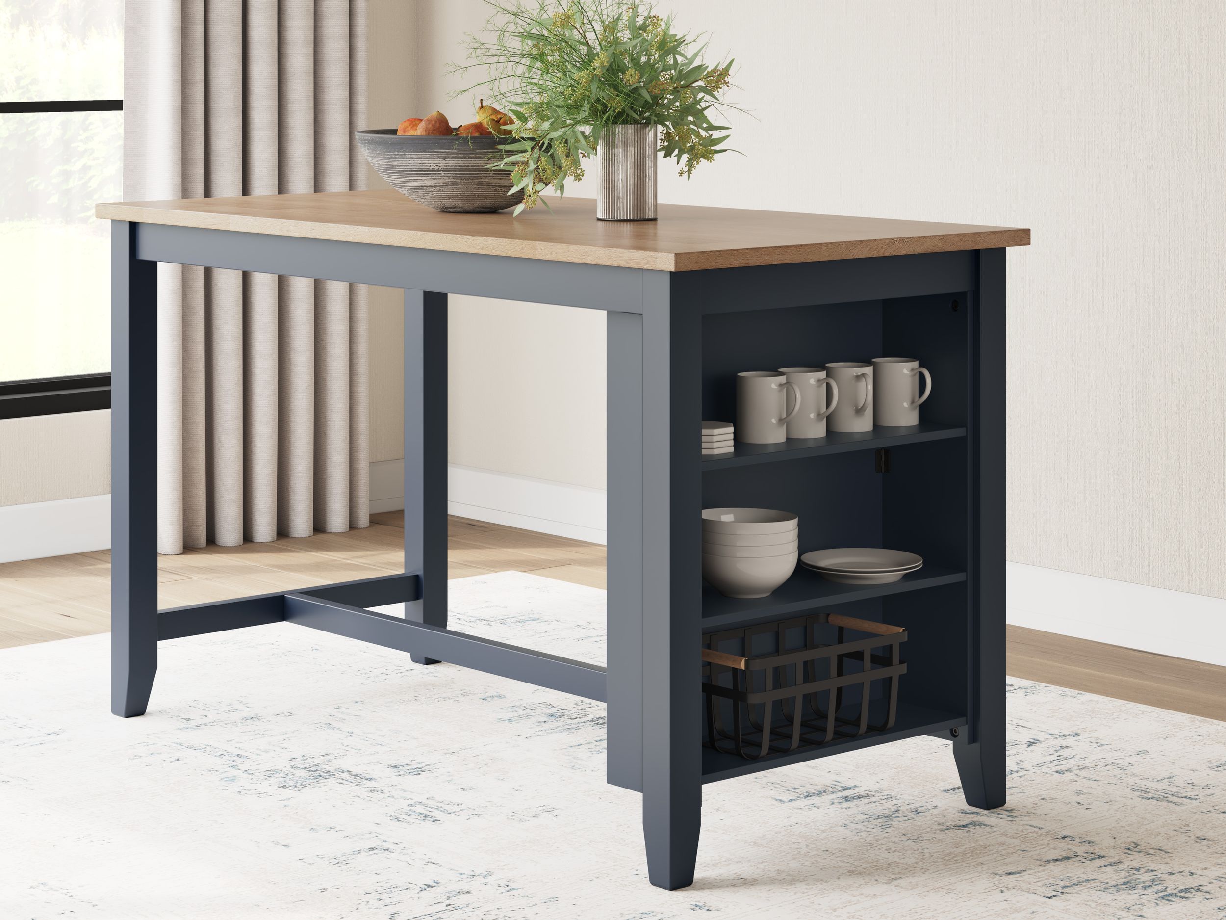 Gesthaven Rectangular Wood Counter Height Table with Storage