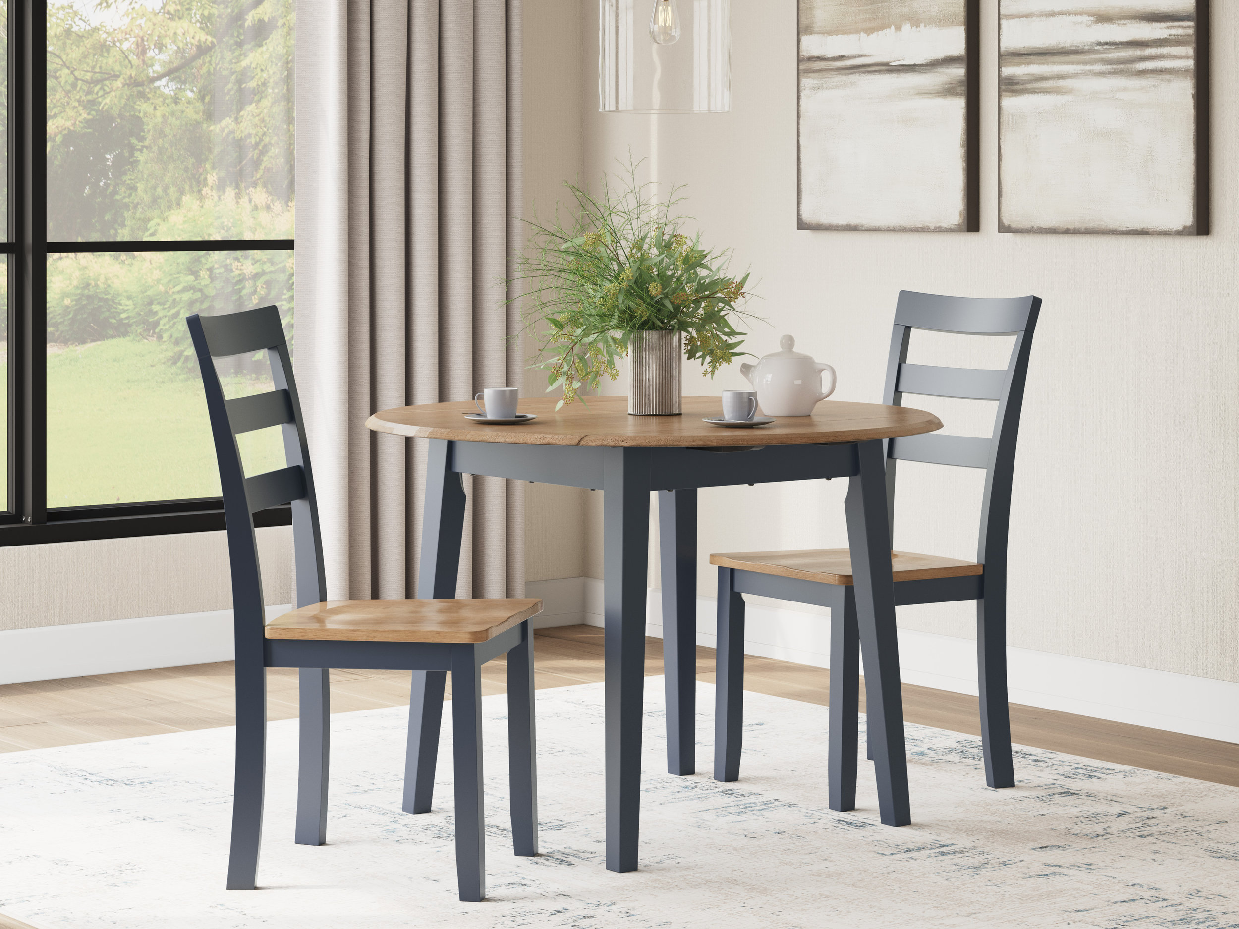 Gesthaven Dining Side Chair | Natural Mango Wood & Blue
