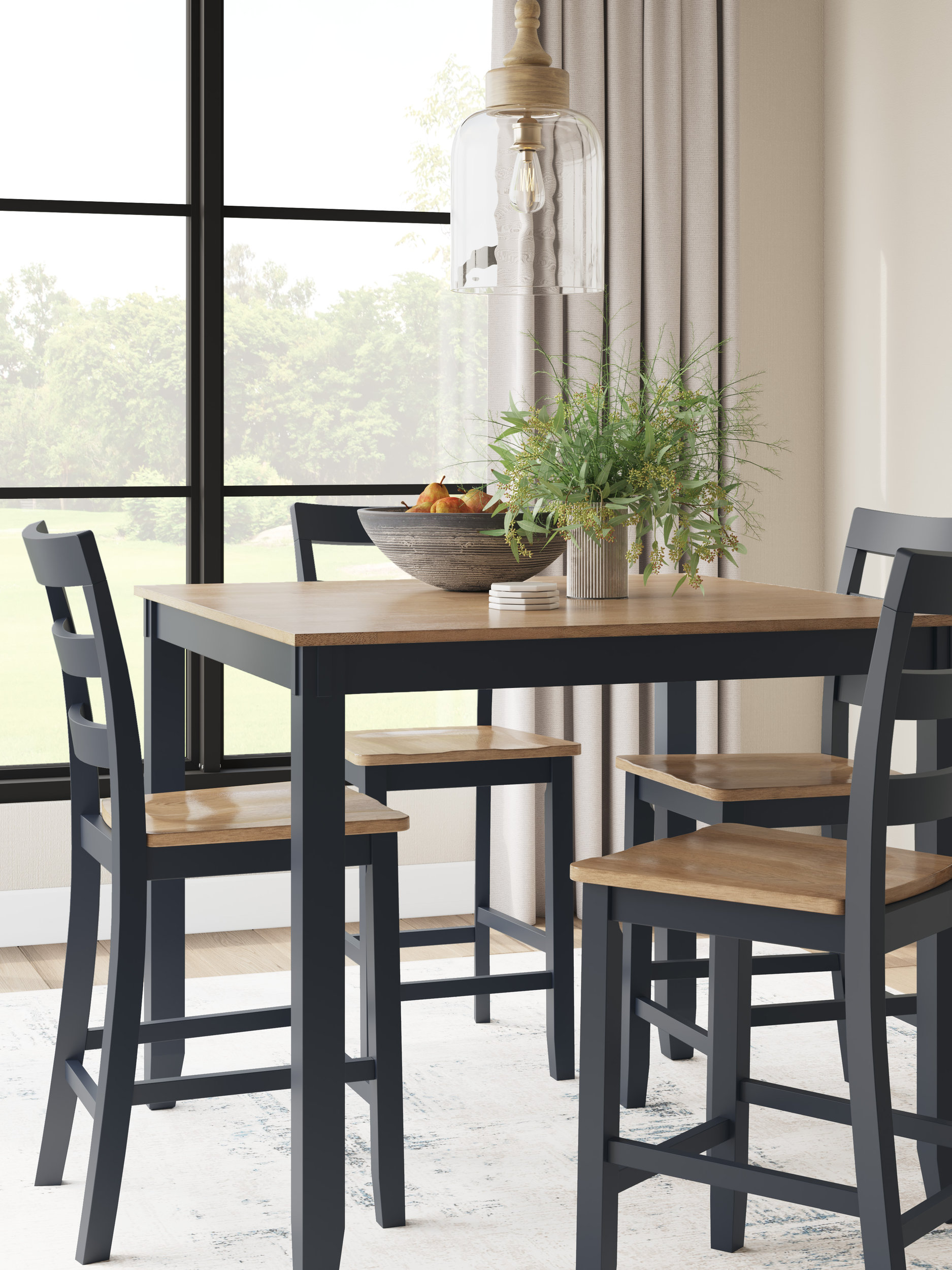 Gesthaven 5-Piece Counter Height Dining Set | Natural & Blue