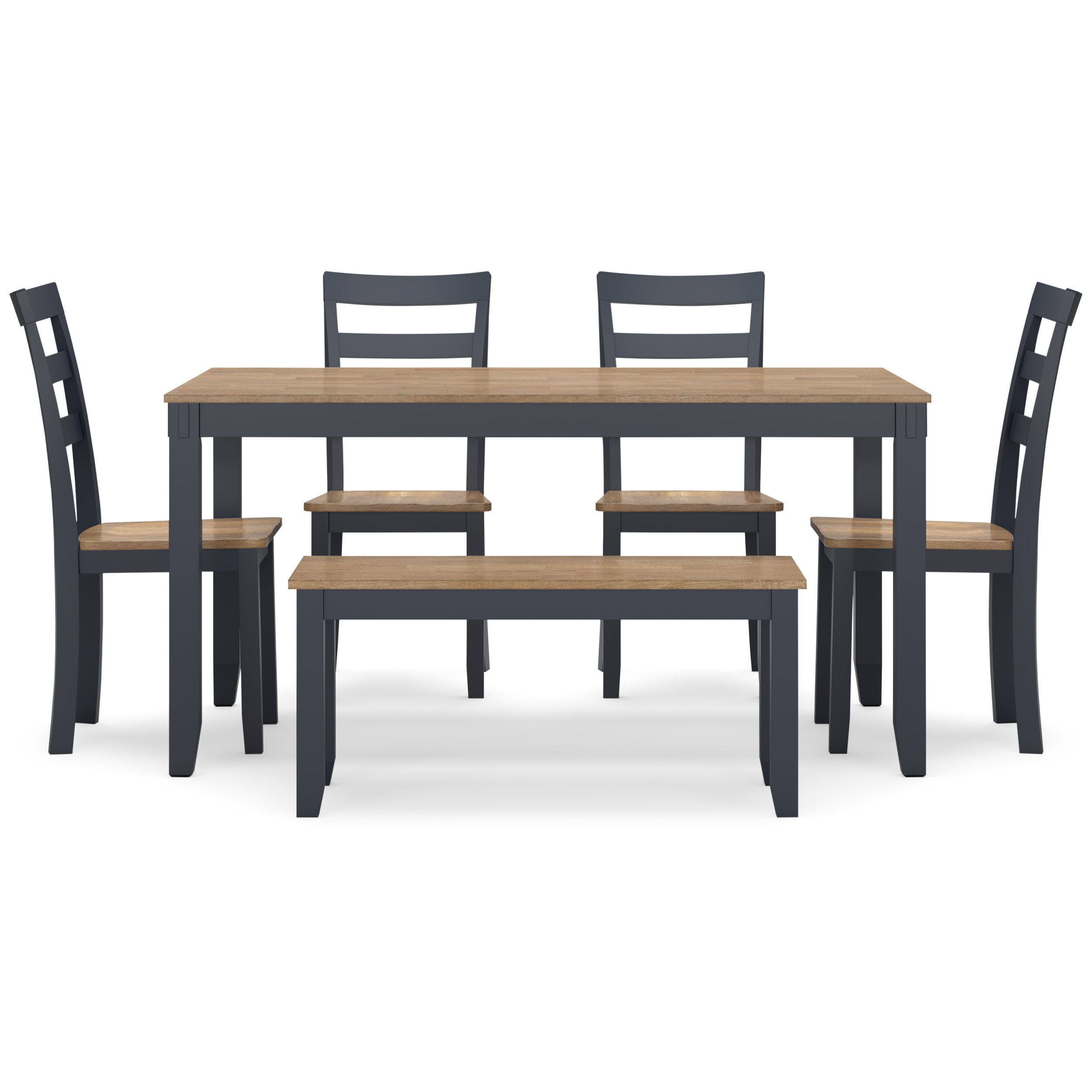 Gesthaven 6-Piece Dining Set - Natural & Blue Table & Bench | Sohomod