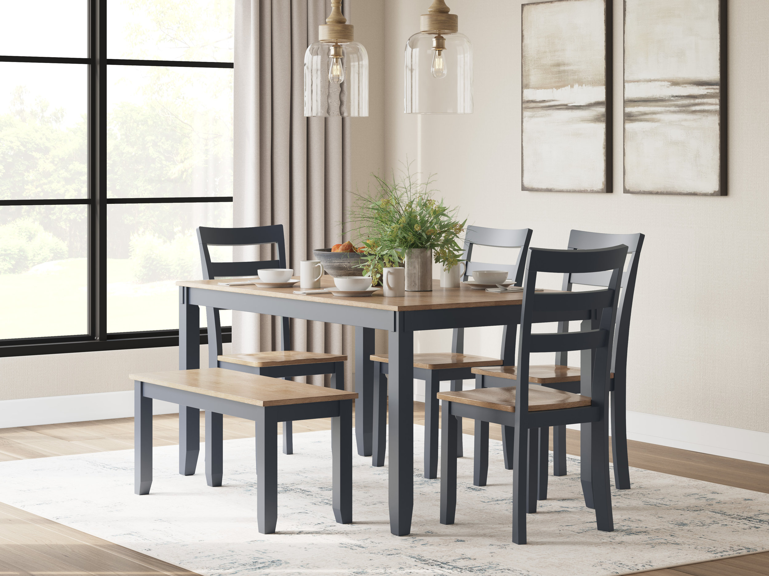 Gesthaven Dining Side Chair | Natural Mango Wood & Blue