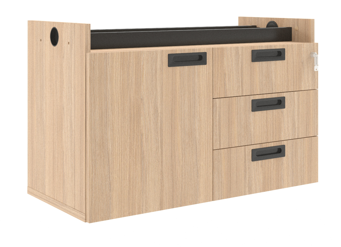 ROUND cabinet with hinged doors and 2 drawers