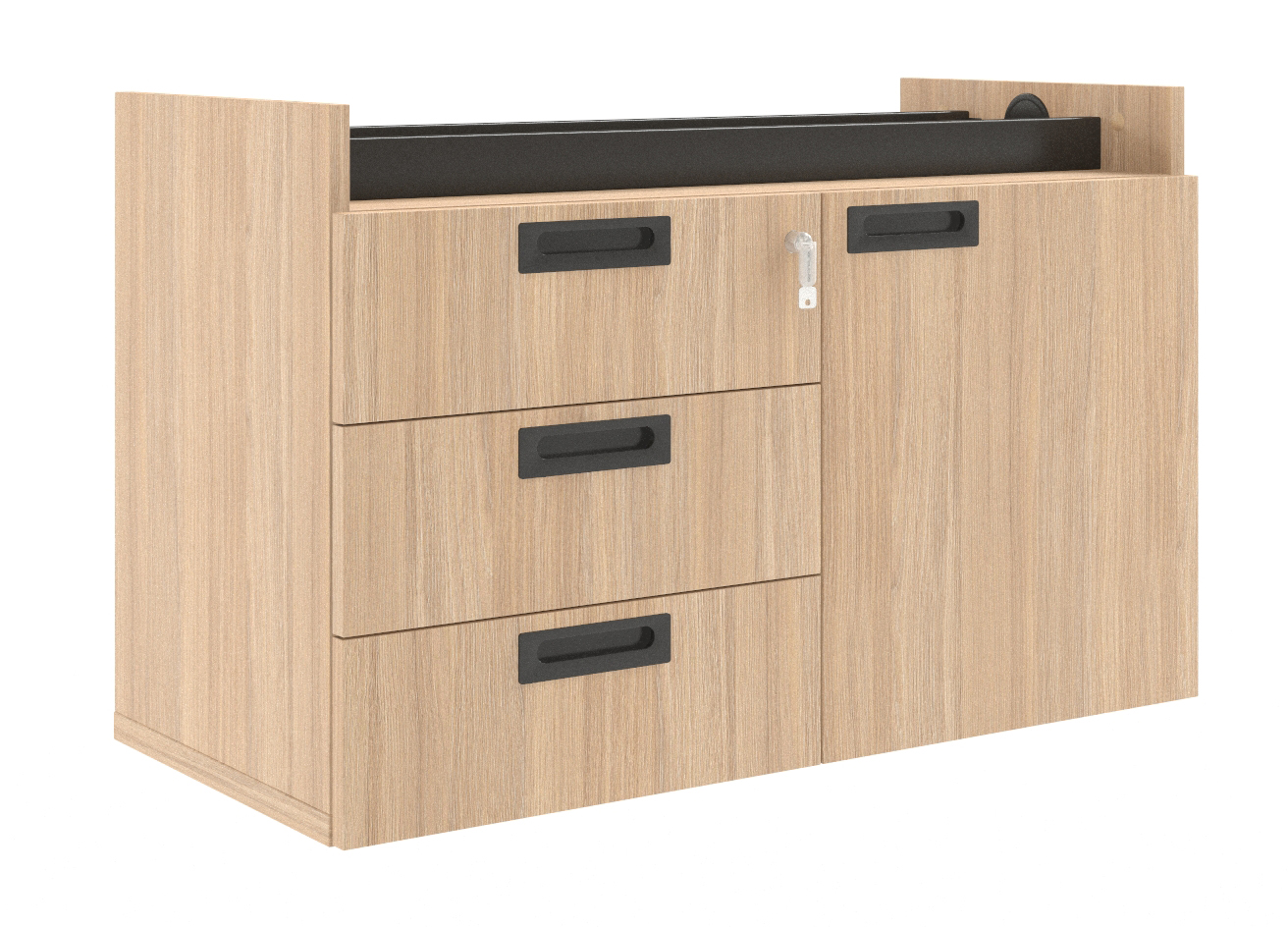 Round 55.1" Melamine Workstation Desk Bench for 2 Persons w/Storage Cabinets