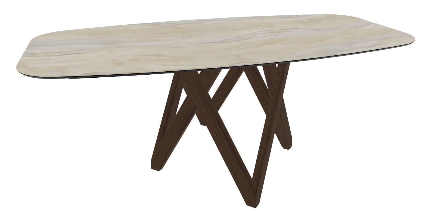 Cartesio W78.7-inch Ceramic/Metal/Wood Customizable Elliptical Dining Table