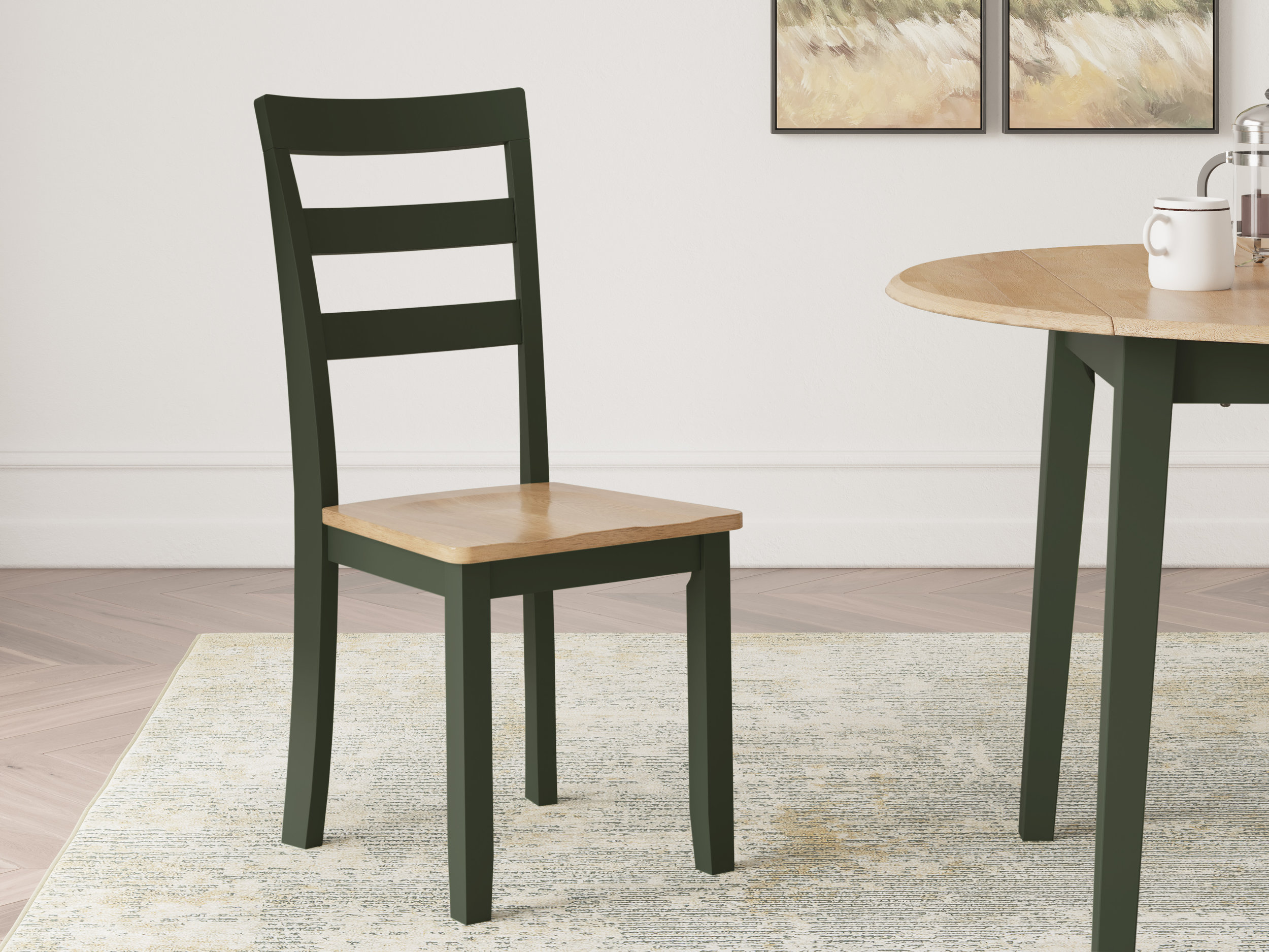 Gesthaven 6-Piece Dining Set - Natural & Green Table & Bench | Sohomod