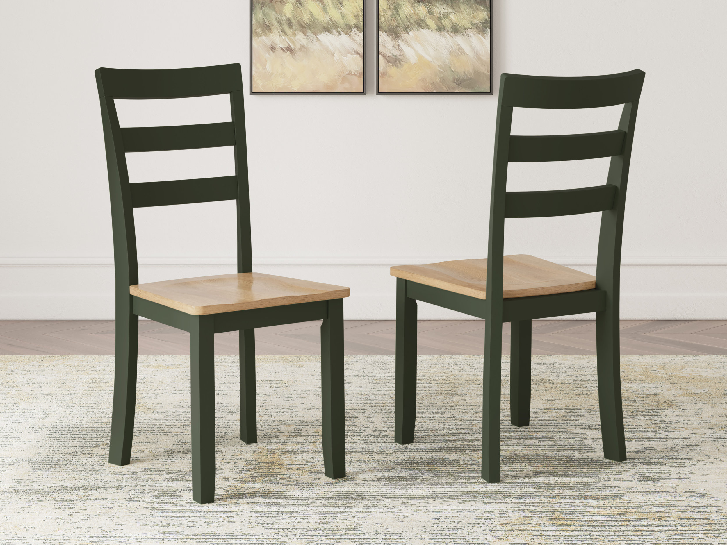 Gesthaven Dining Side Chair | Natural Wood & Soft Green Finish