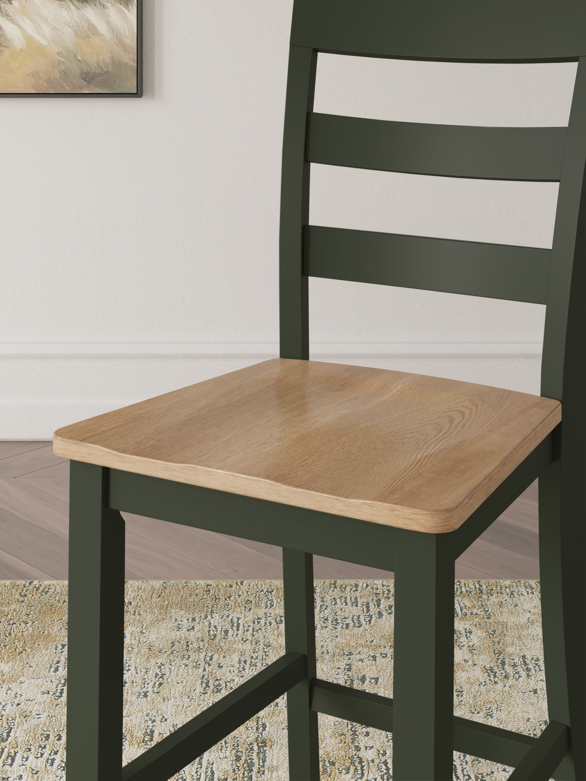 Gesthaven Wood Barstool - Green & Natural Counter Stool | Sohomod