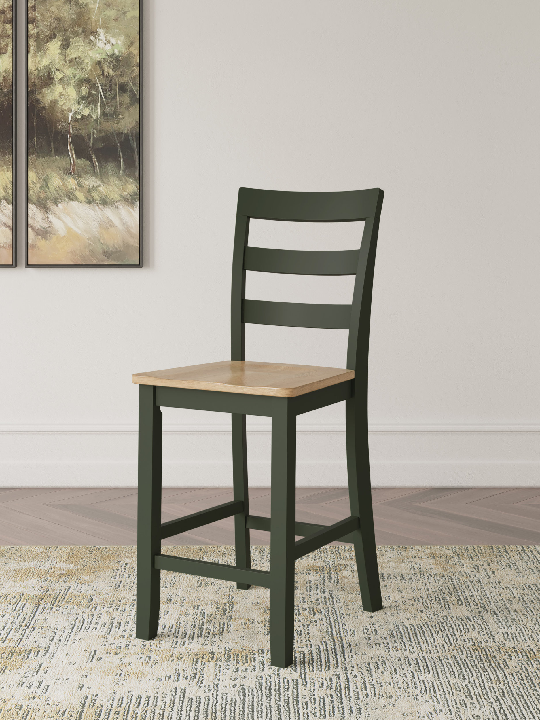 Gesthaven Wood Barstool - Green & Natural Counter Stool | Sohomod
