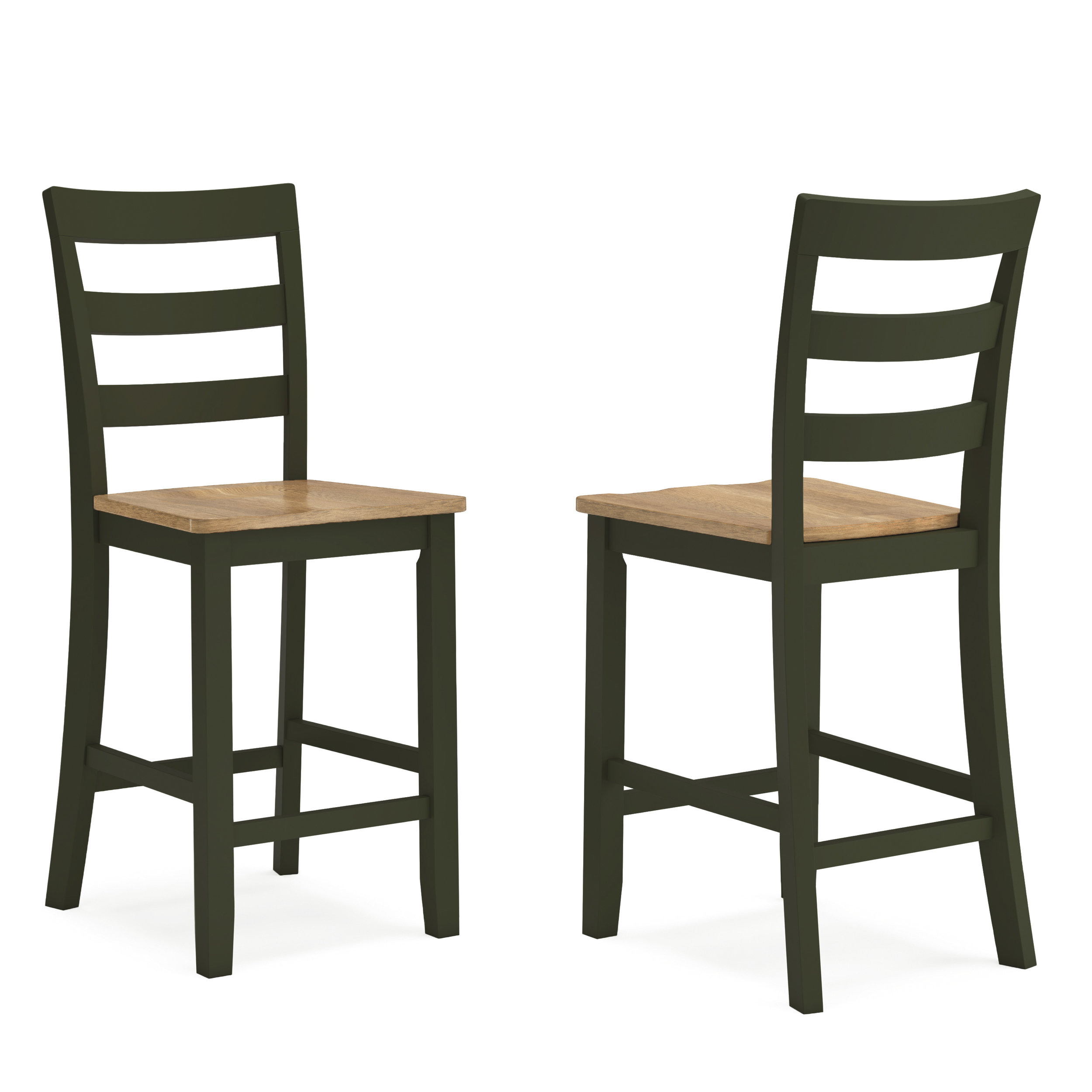 Gesthaven Wood Barstool - Green & Natural Counter Stool | Sohomod