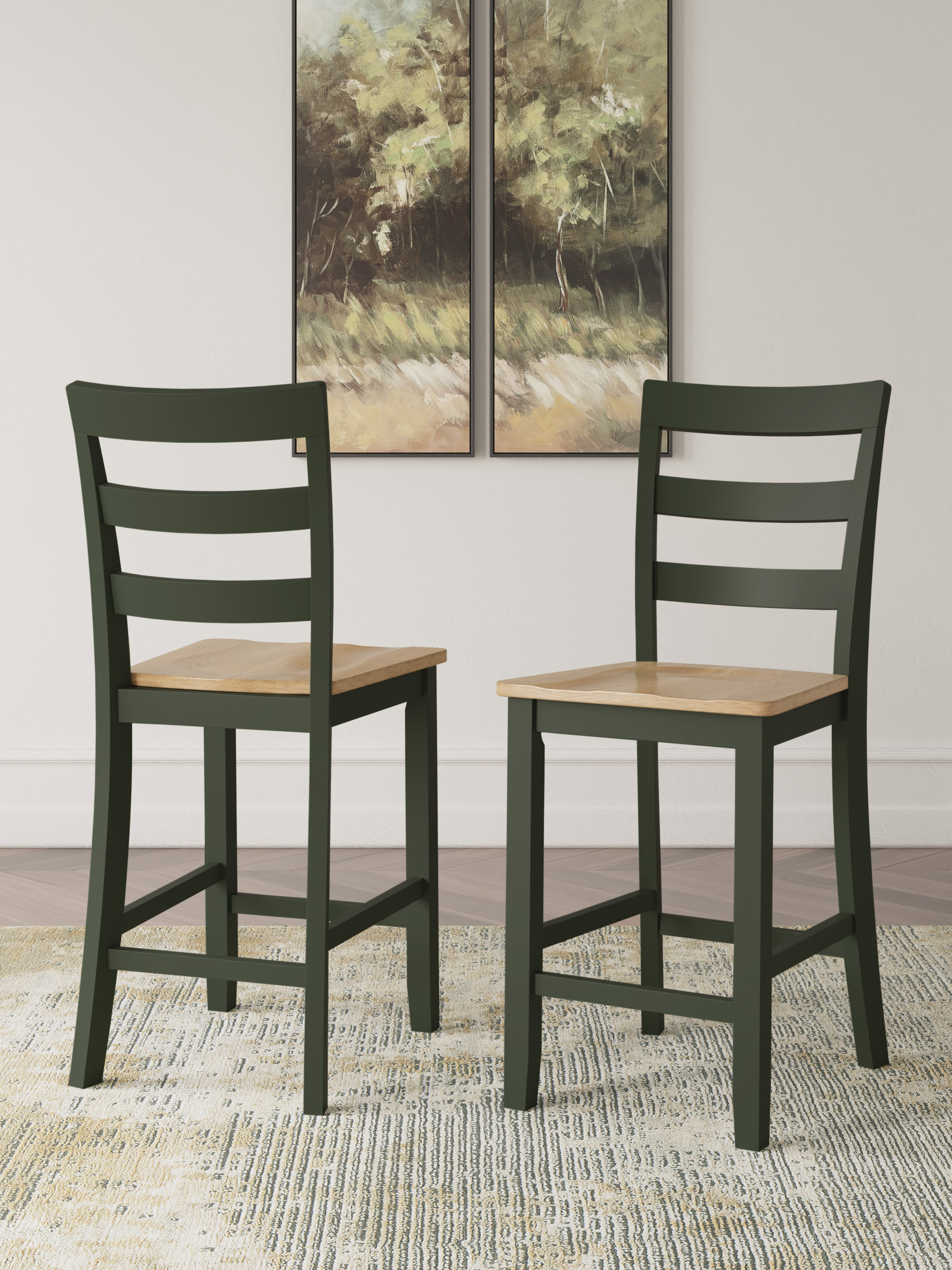 Gesthaven Wood Barstool - Green & Natural Counter Stool | Sohomod
