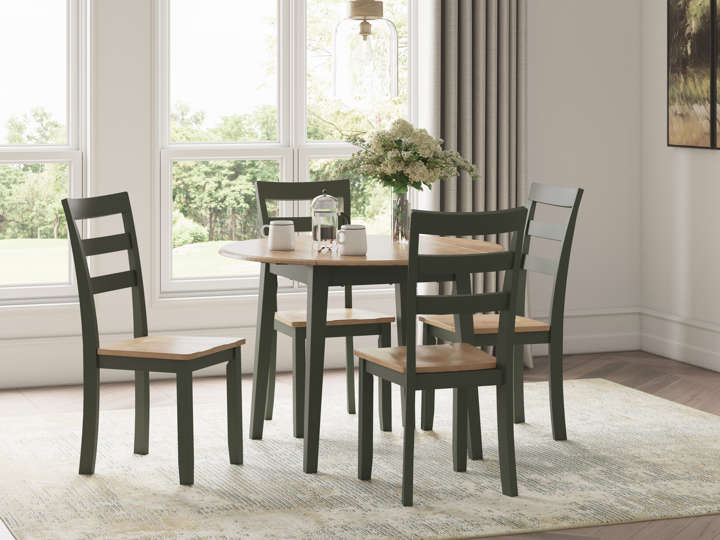 Gesthaven Dining Side Chair | Natural Wood & Soft Green Finish