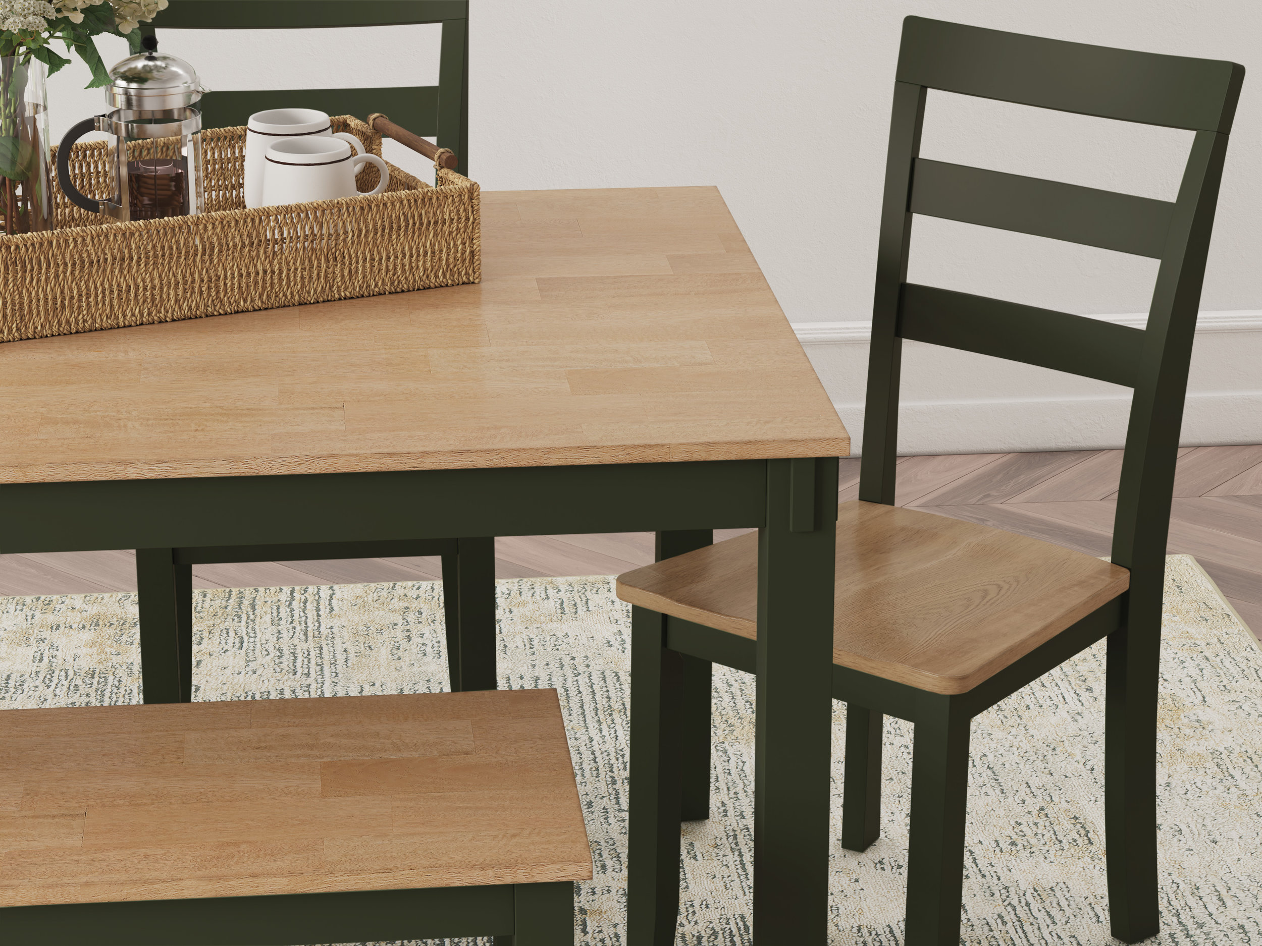 Gesthaven Dining Side Chair | Natural Wood & Soft Green Finish