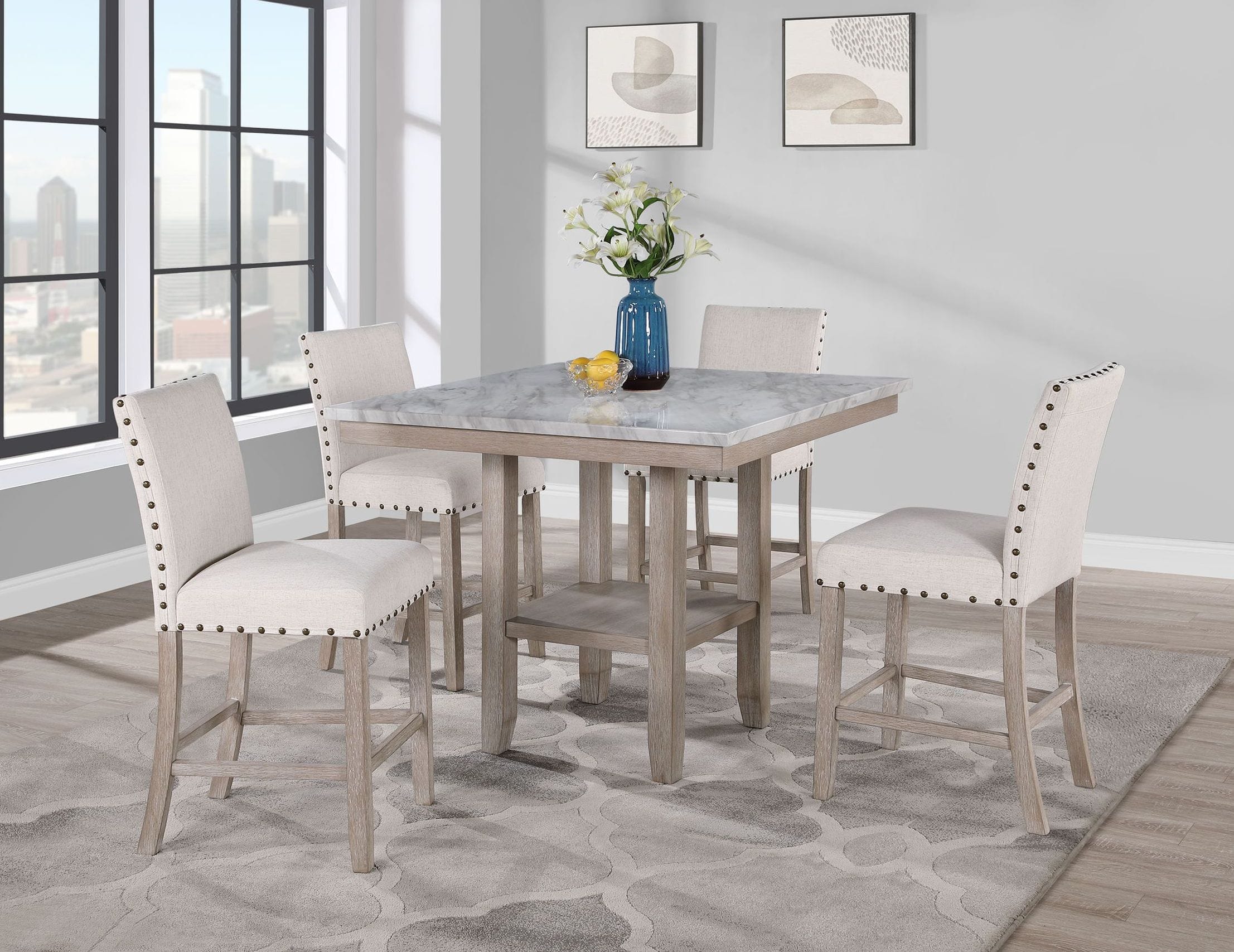 D4010 Faux Marble/Wood Sqaure Bar Table