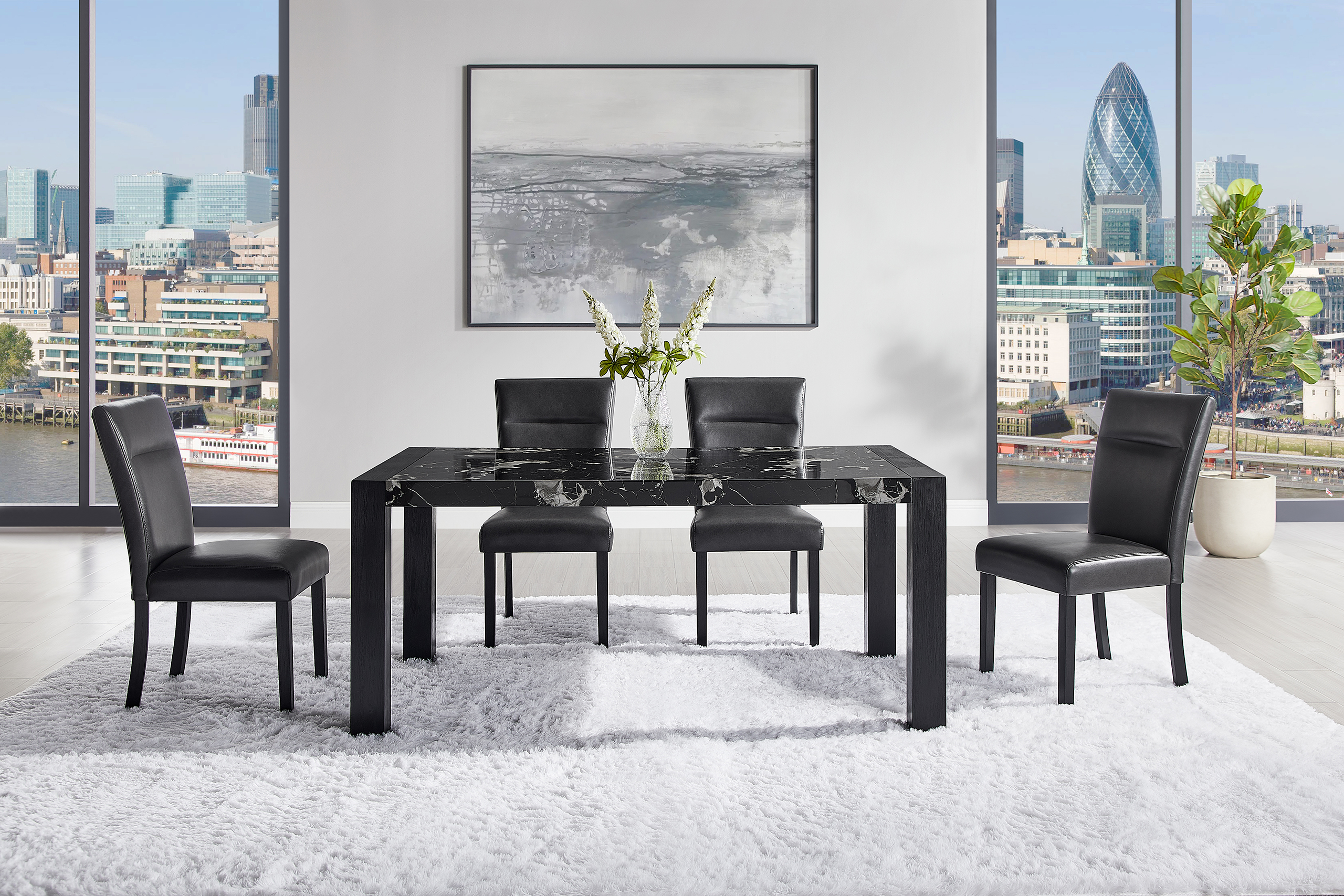 D4088DT Faux Marble Rectangular Dining Table