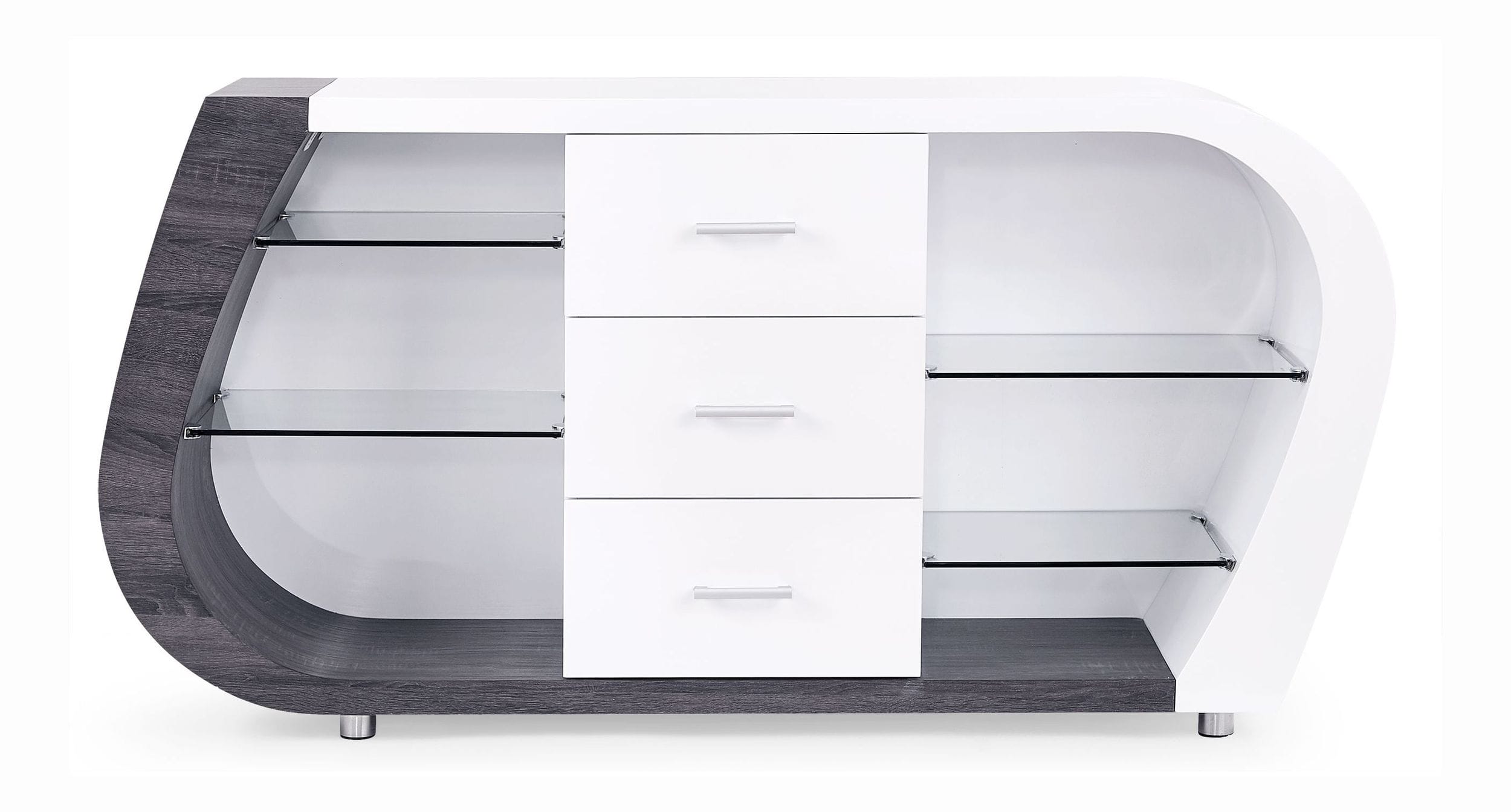 D4127 Wood/Glass Buffet w/3 Drawers
