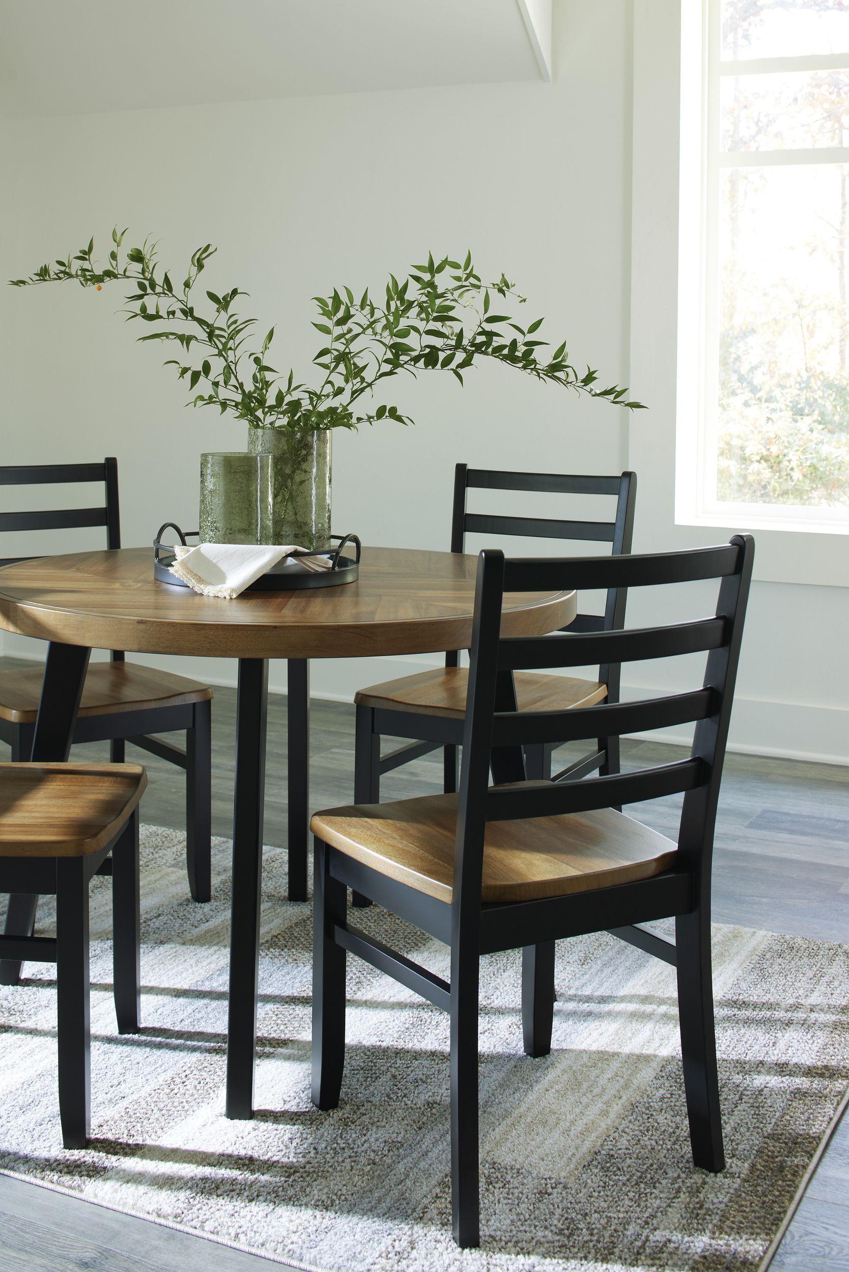 Blondon 5-Piece Round Wood Veneer Dining Table Set