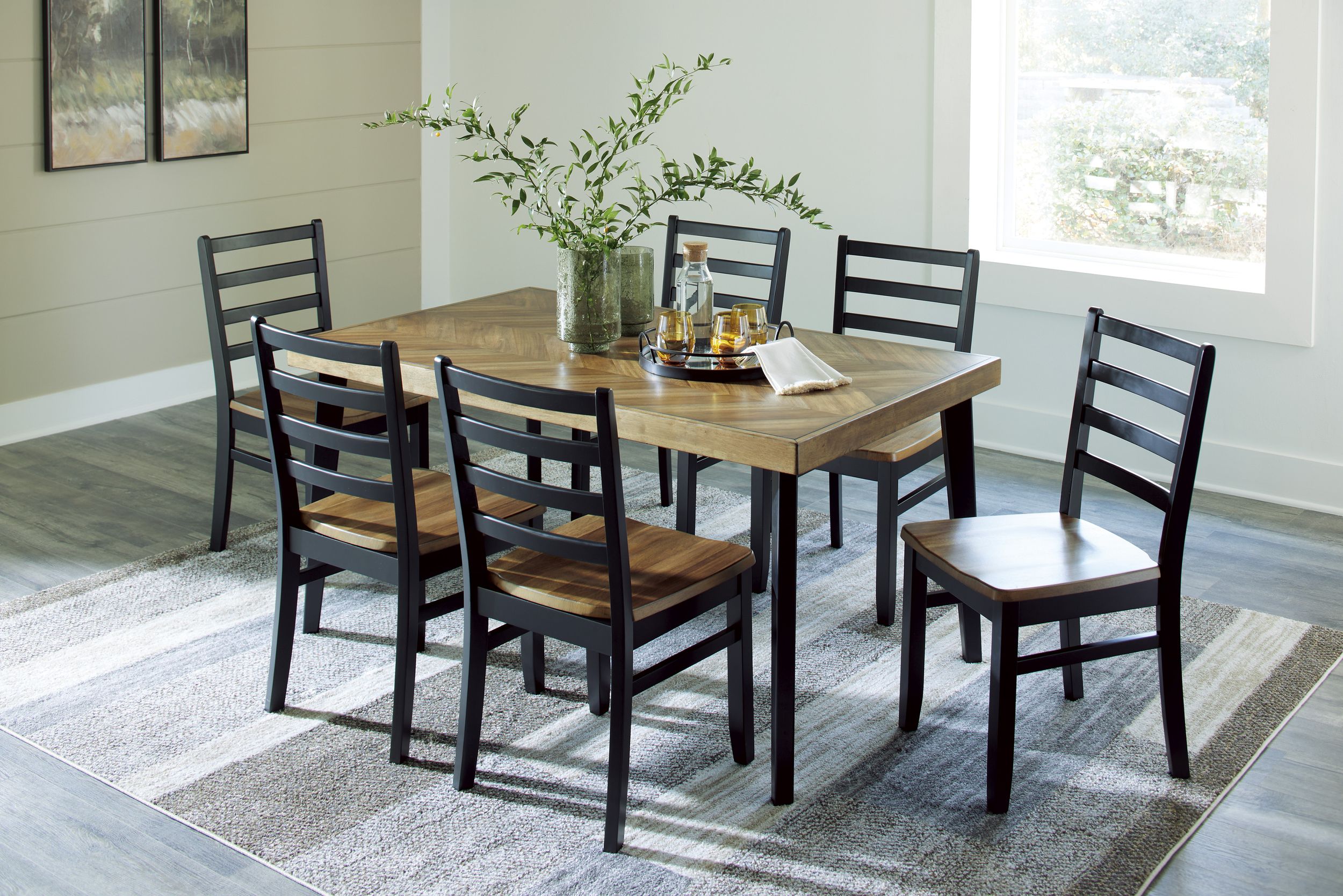 Blondon 7-Piece Rectangular Wood Dining Room Set