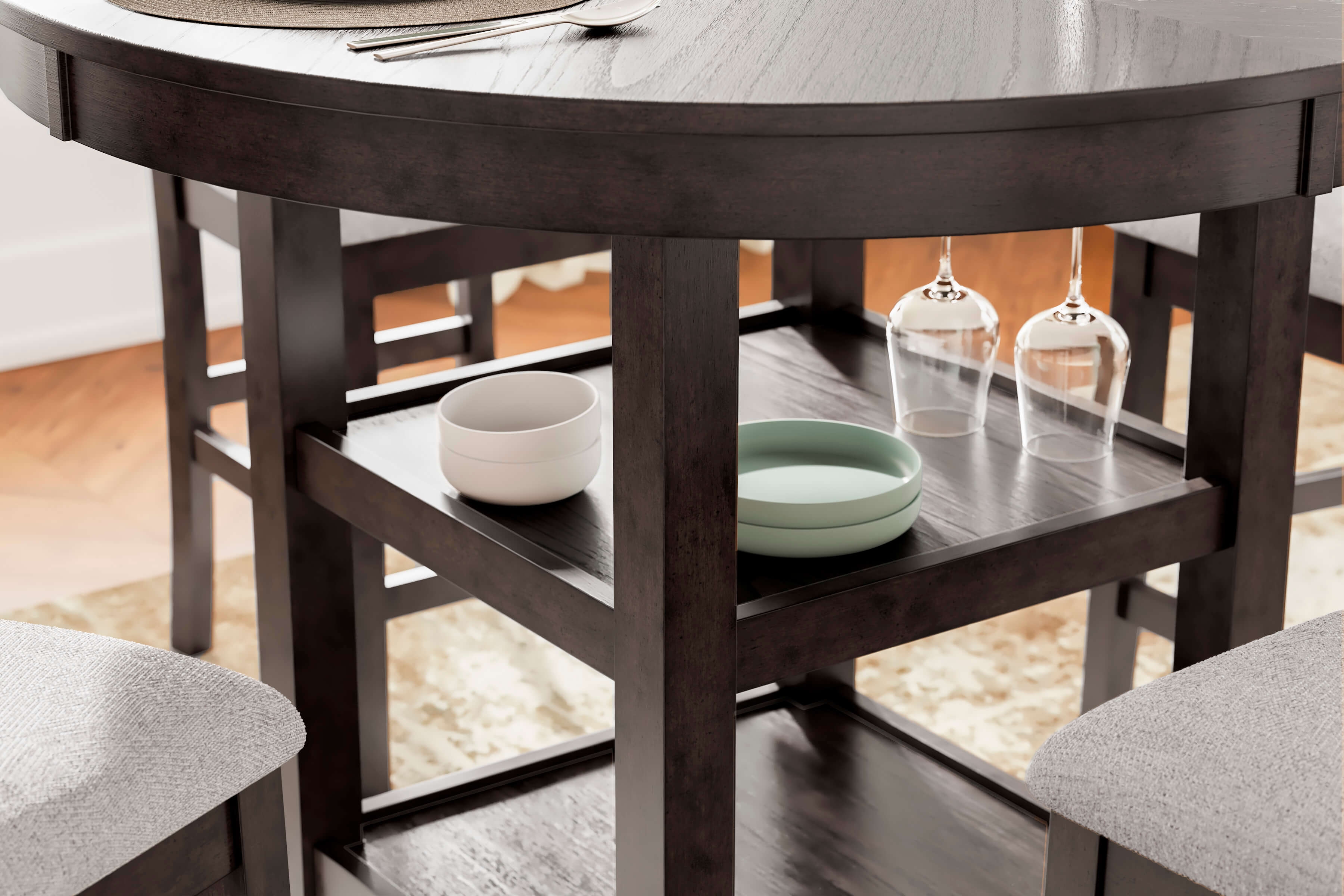 Langwest 5-Piece Polyester/Wood DRM Square Counter Table Set