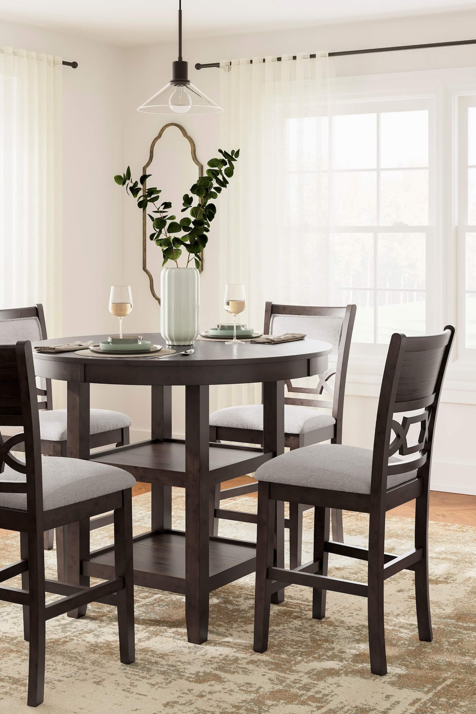 Langwest 5-Piece Polyester/Wood DRM Square Counter Table Set