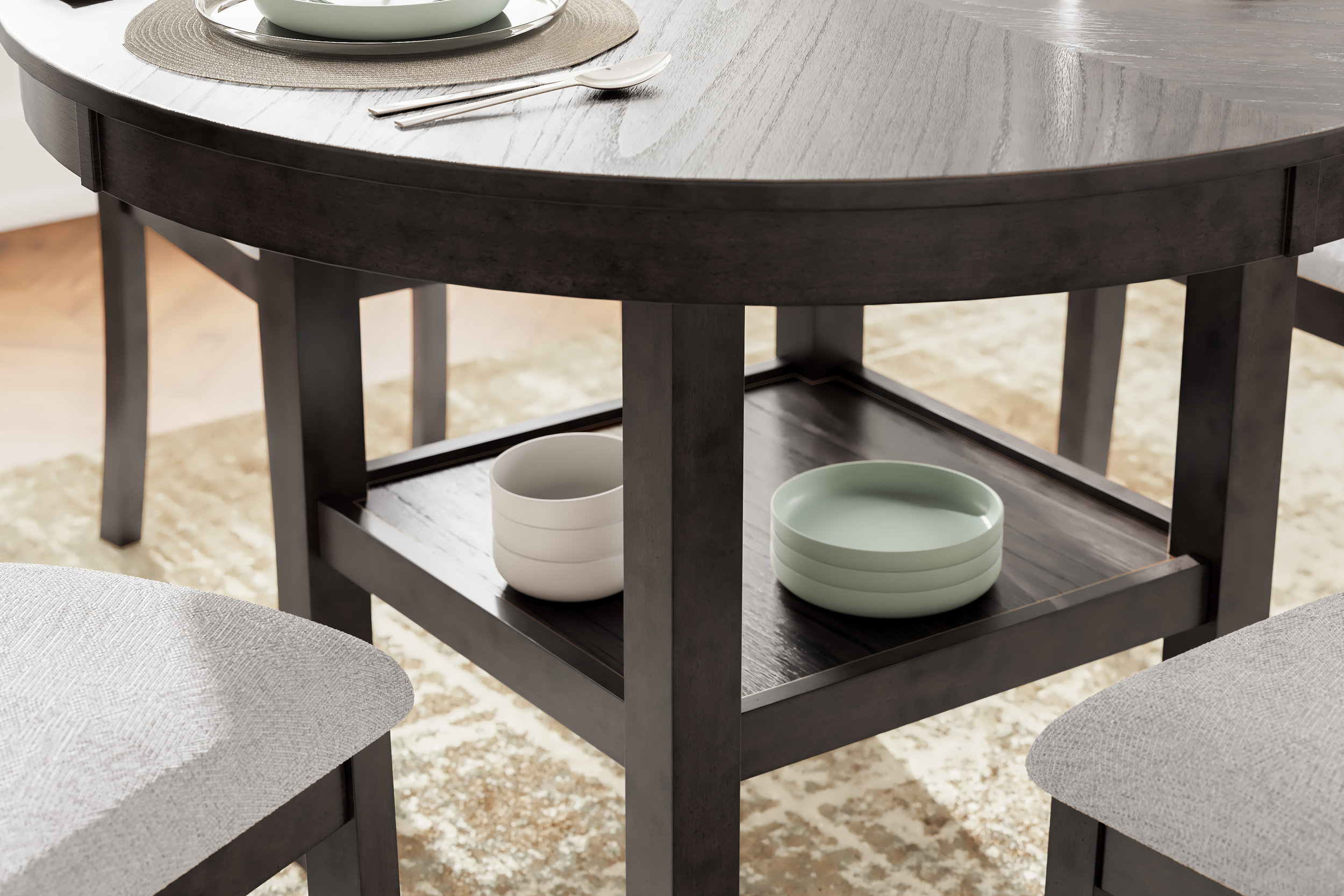 Langwest 5-Piece Round Wood Dining Room Set
