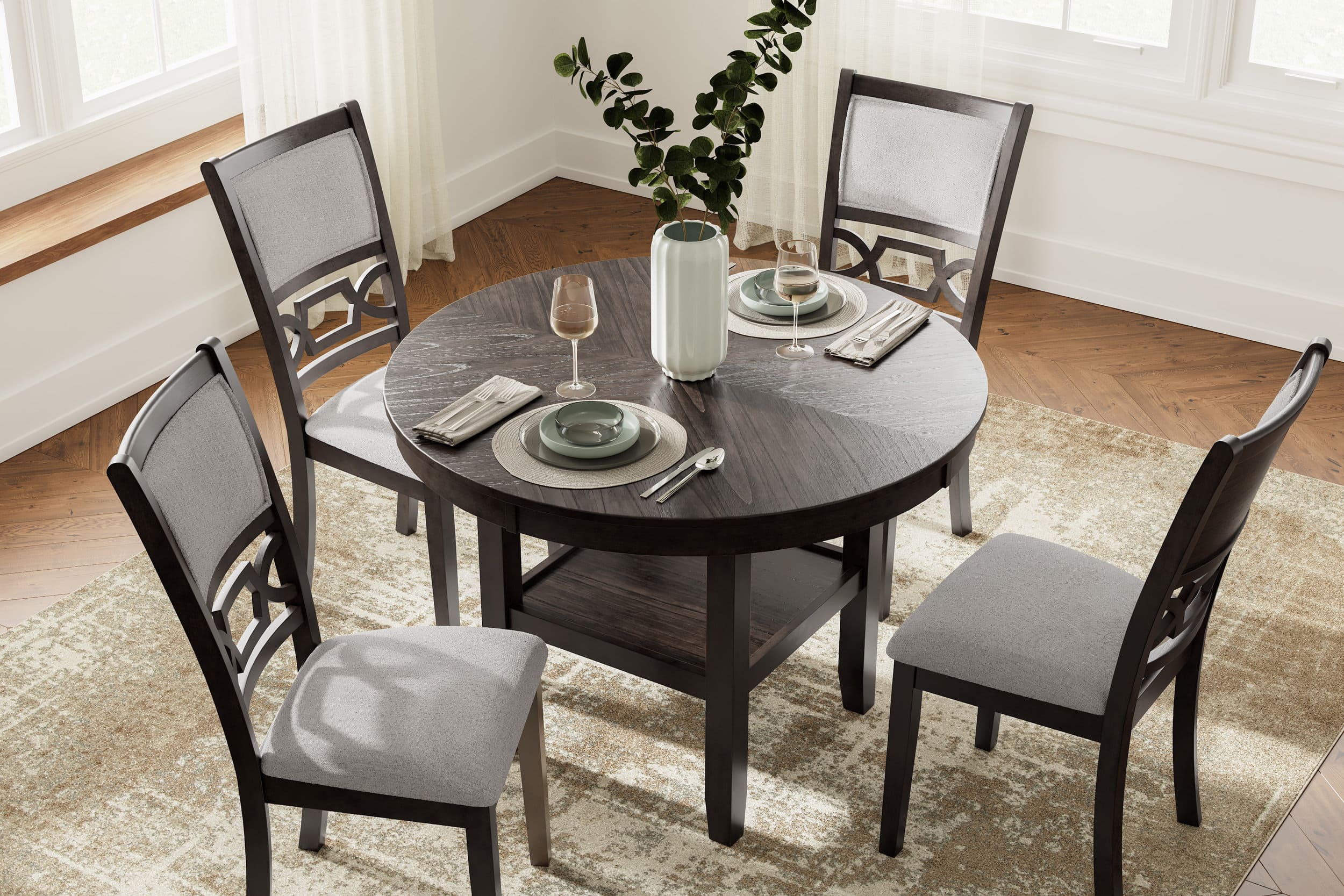 Langwest 5-Piece Round Wood Dining Room Set