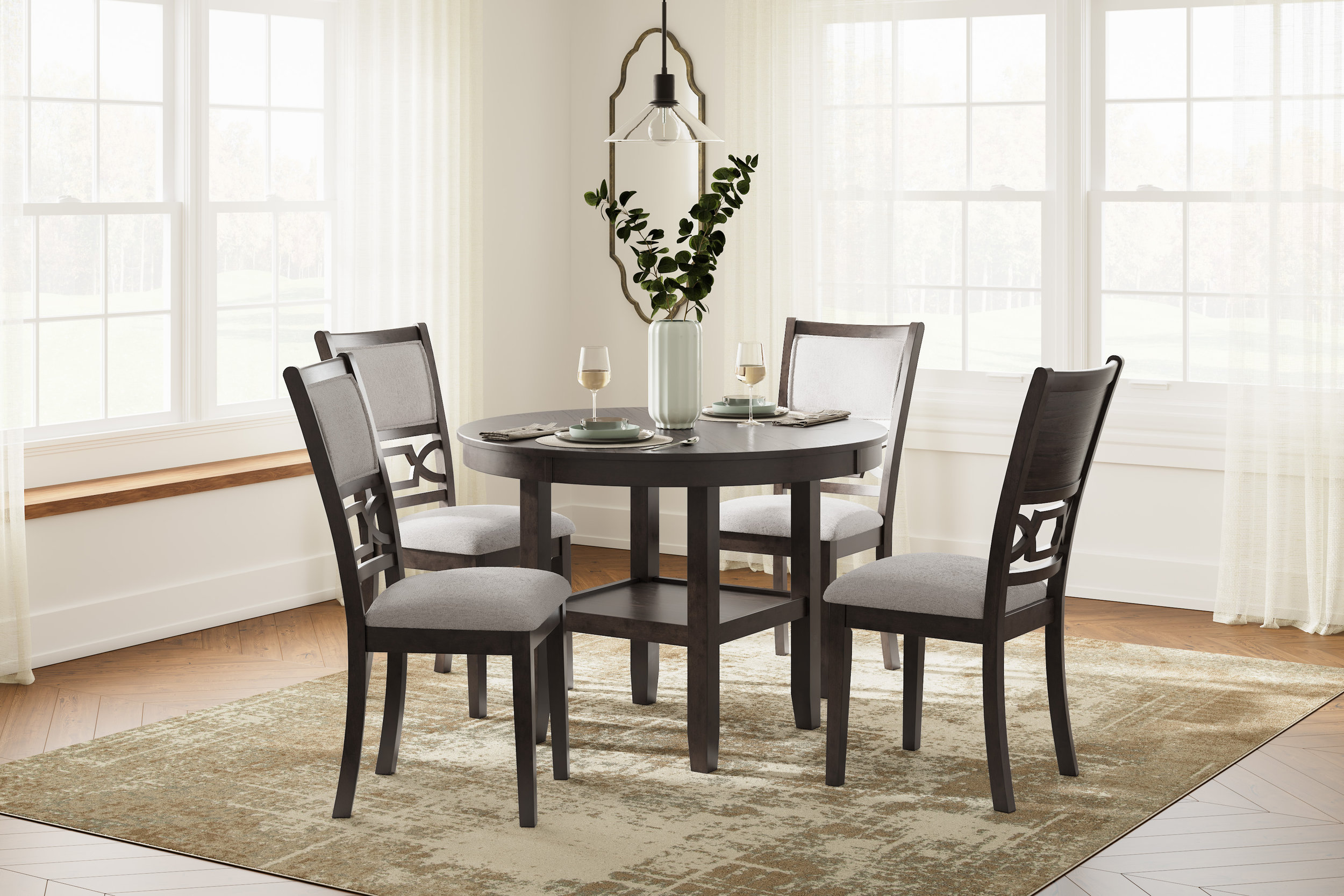 Langwest 5-Piece Round Wood Dining Room Set