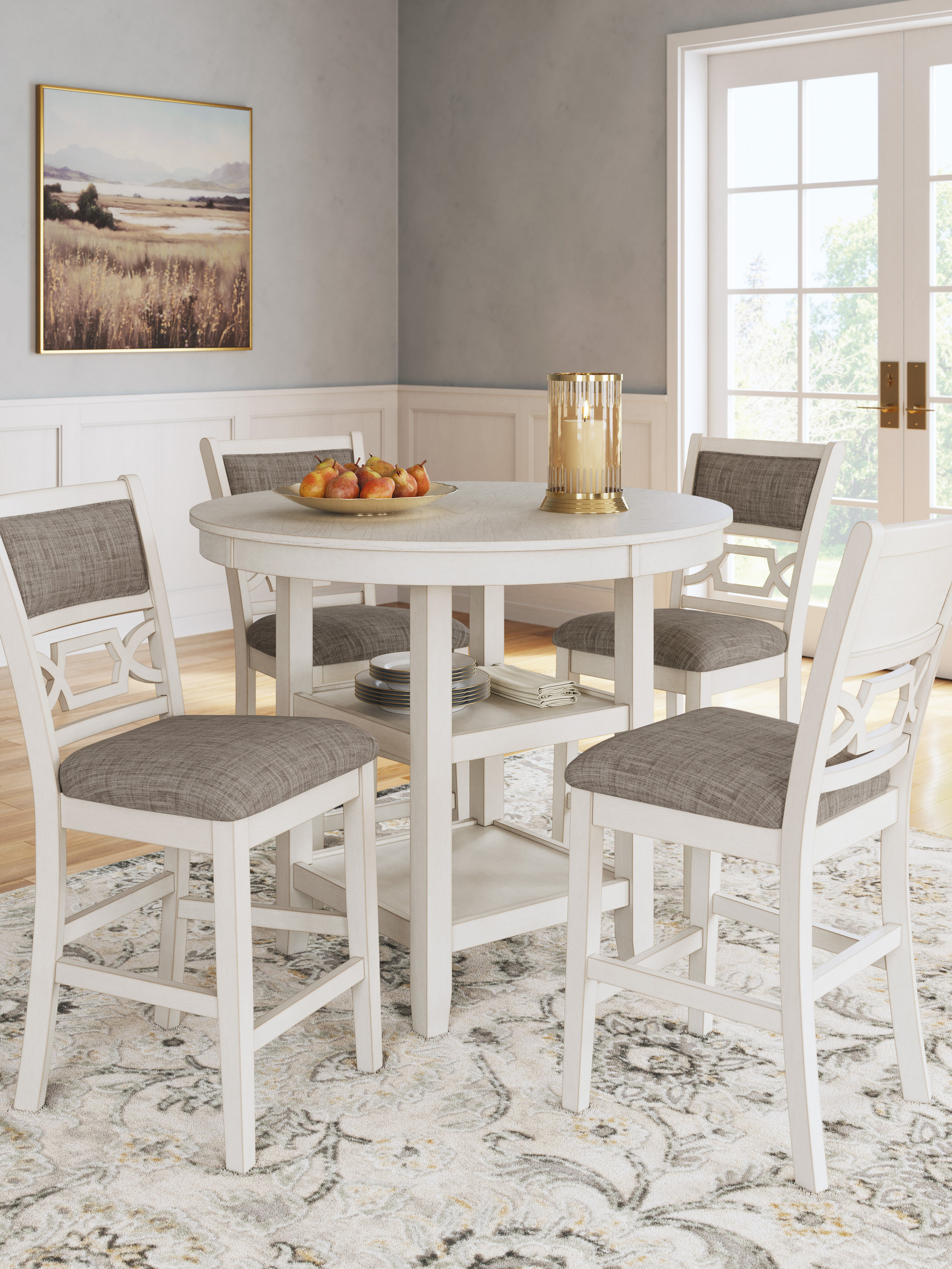 Erinberg 5-Piece Counter Height Dining Set | Antique White