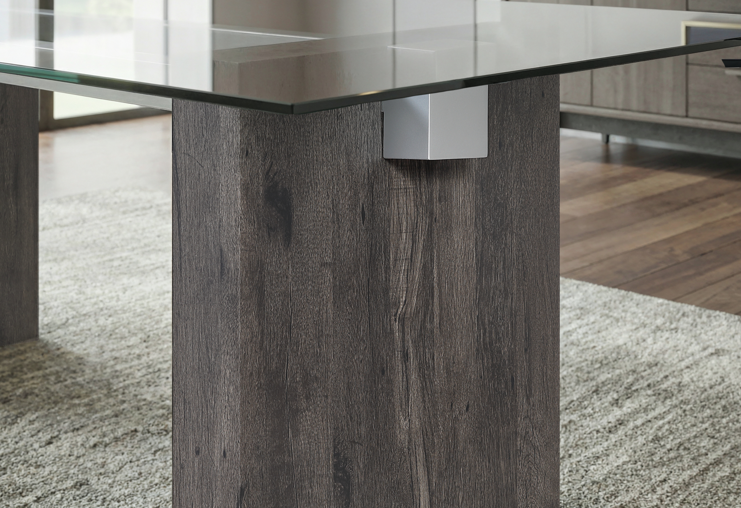 D4238 Glass Top Rectangular Dining Table