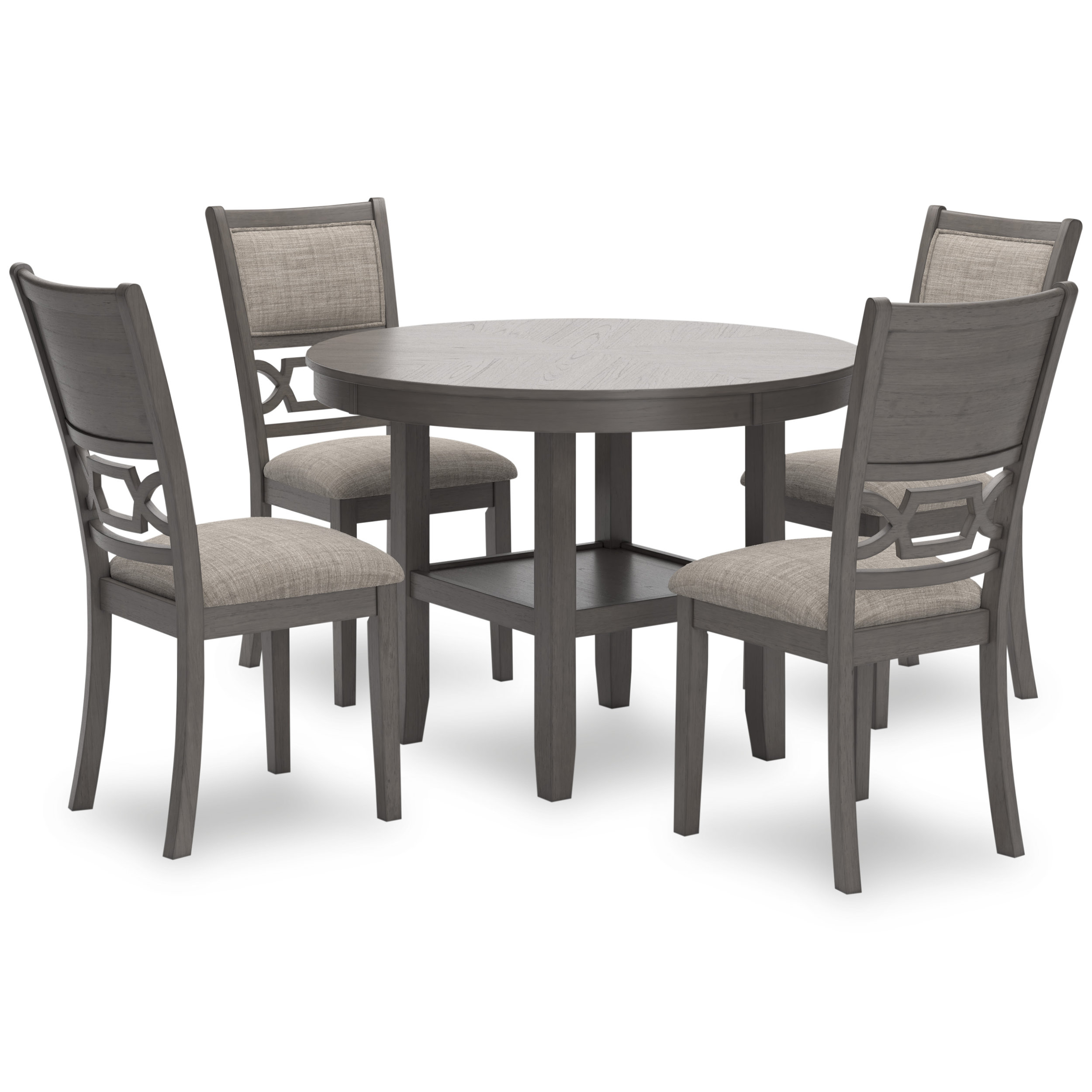 Wrenning 5-Piece Round Dining Set - Gray Wood Table & 4 Chairs | Sohomod