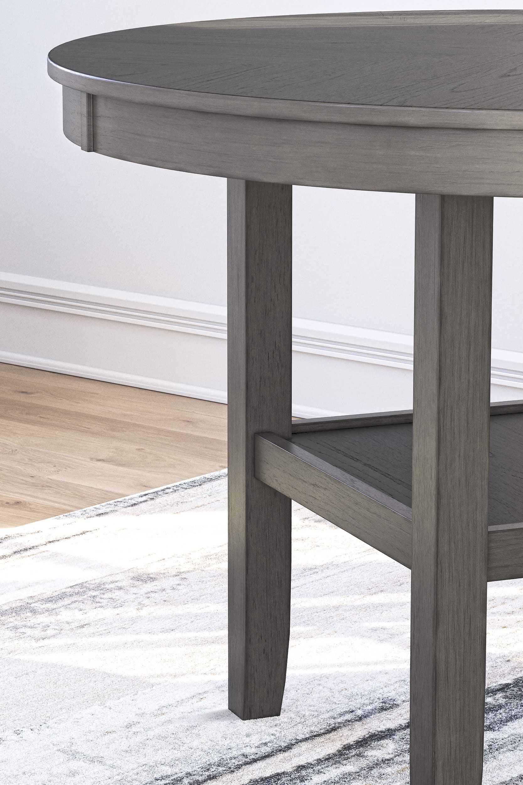 Wrenning 5-Piece Round Dining Set - Gray Wood Table & 4 Chairs | Sohomod