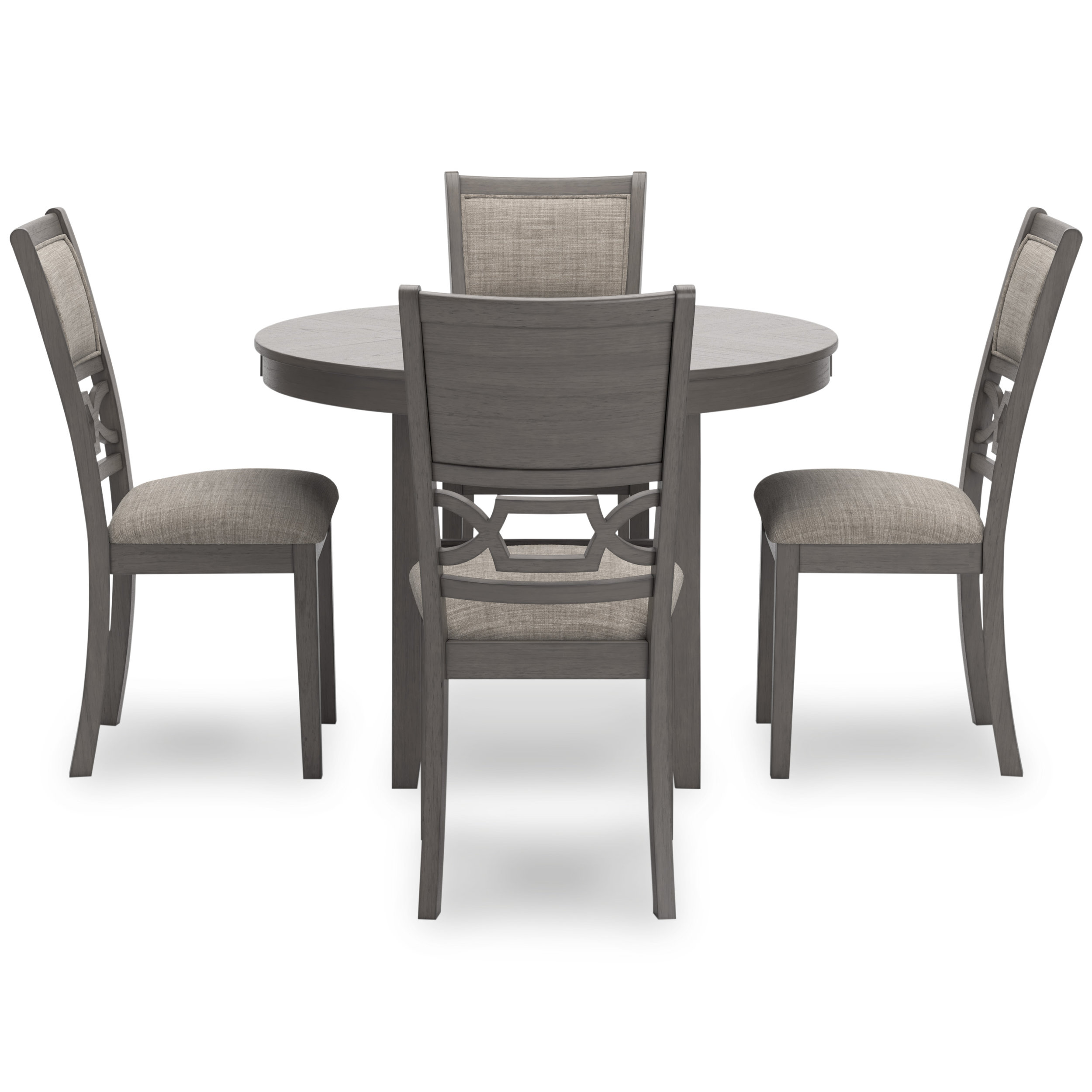 Wrenning 5-Piece Round Dining Set - Gray Wood Table & 4 Chairs | Sohomod