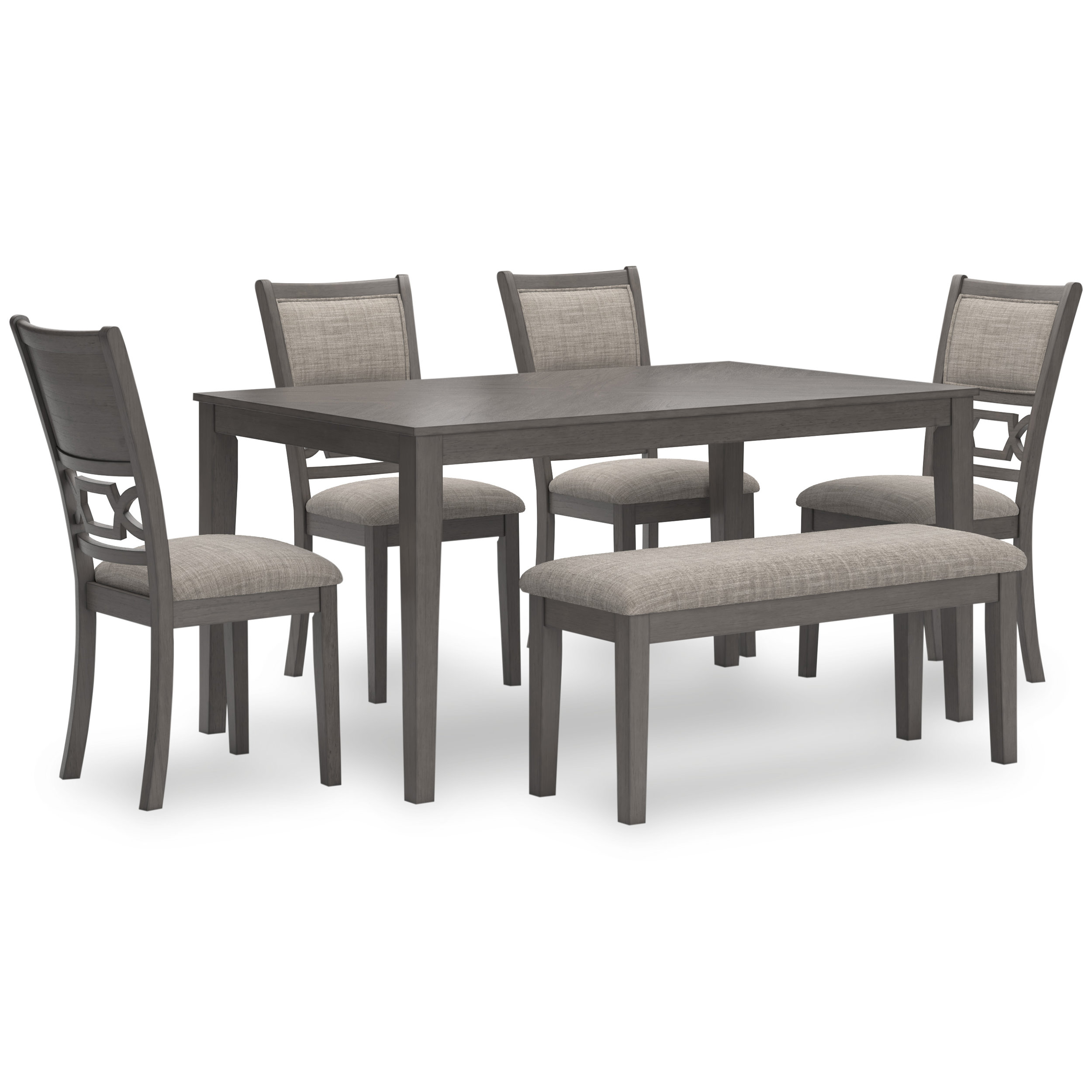 Wrenning 6-Piece Dining Set - Gray Rectangular Table & Bench | Sohomod