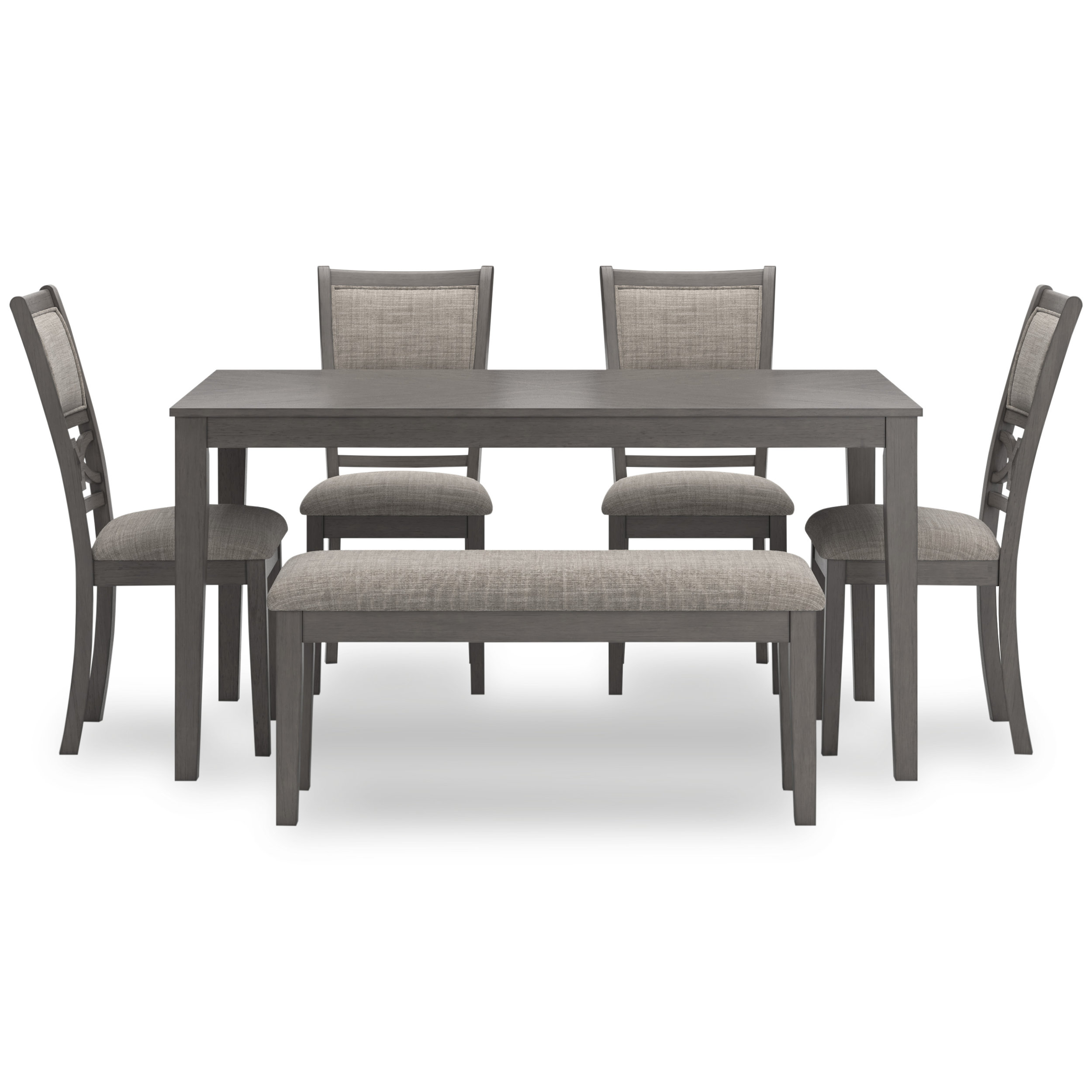 Wrenning 6-Piece Dining Set - Gray Rectangular Table & Bench | Sohomod