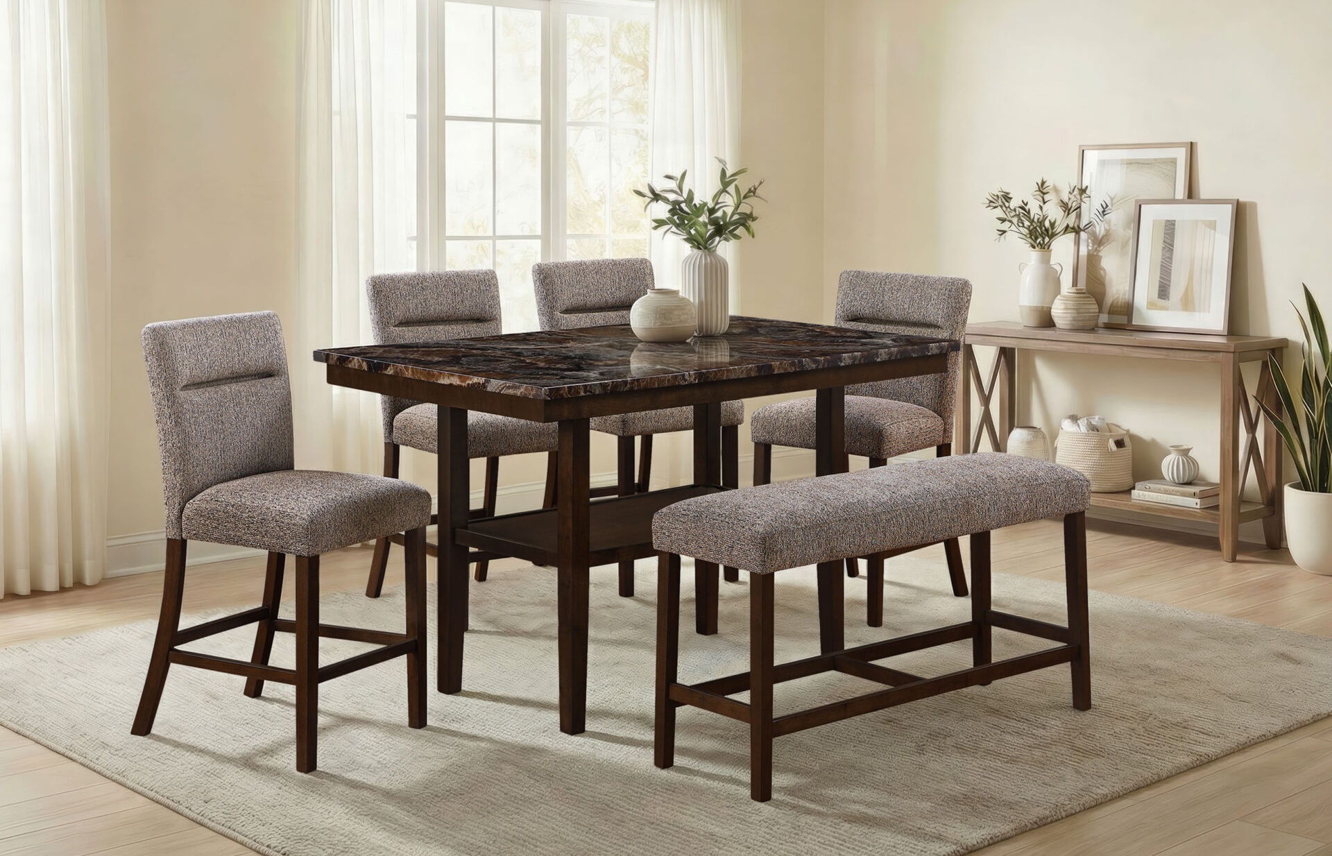 D4355 Faux Marble Bar Table Set