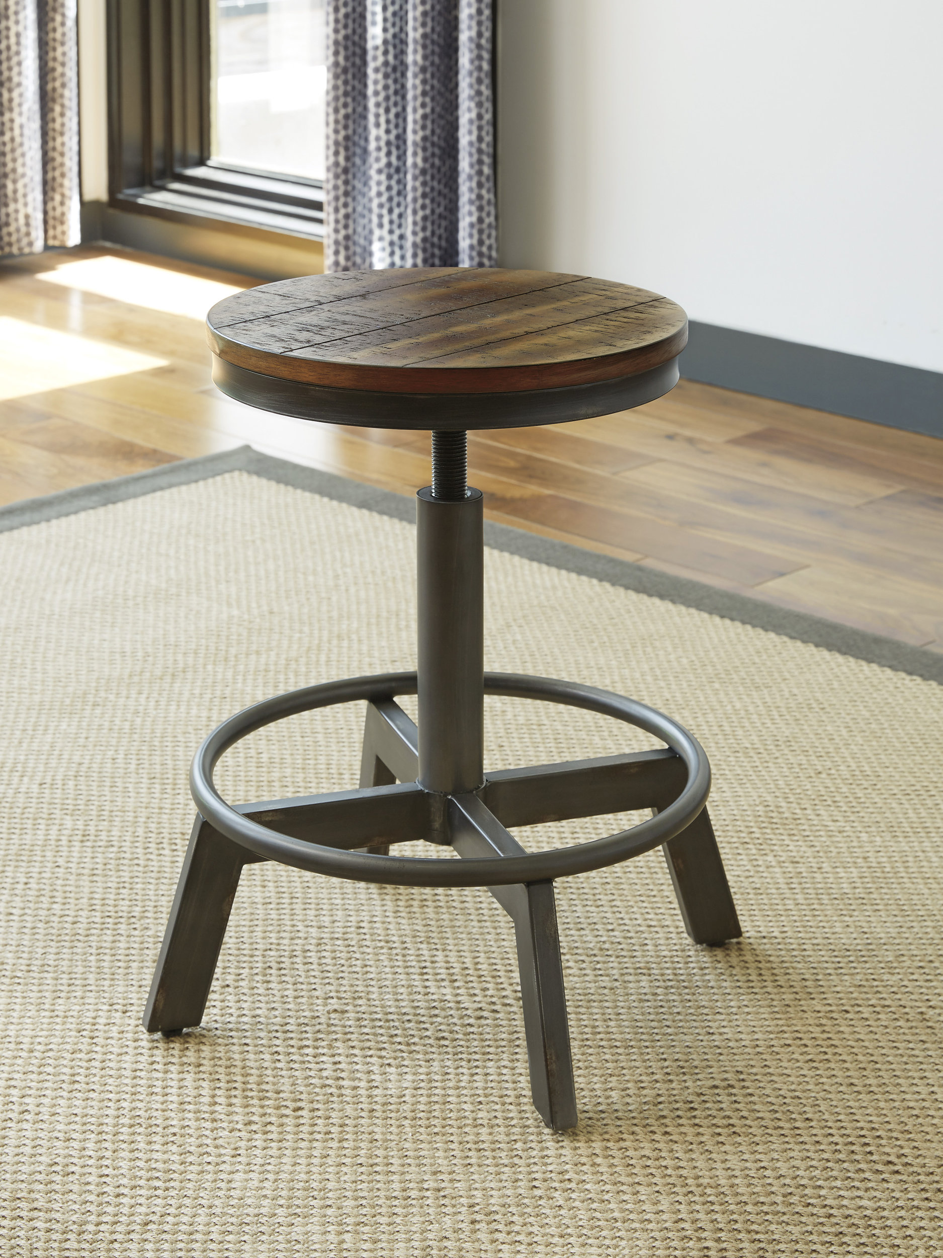 Torjin Swivel Stool - Adjustable Industrial Metal & Wood | Sohomod