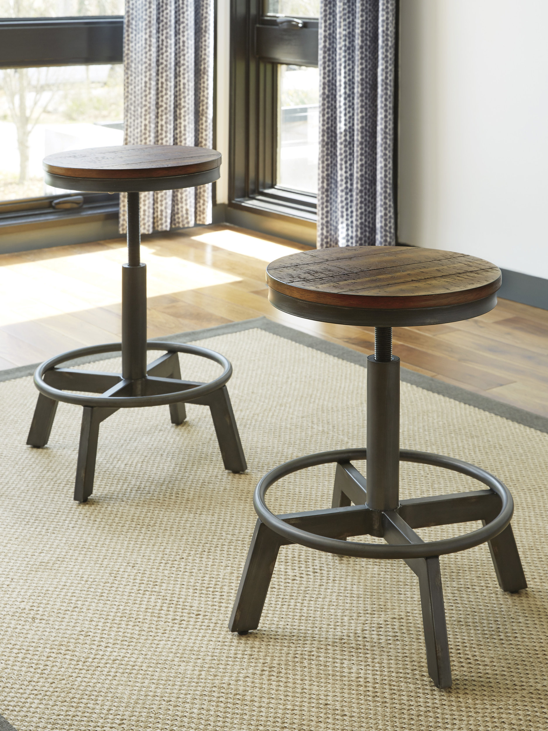 Torjin Swivel Stool - Adjustable Industrial Metal & Wood | Sohomod