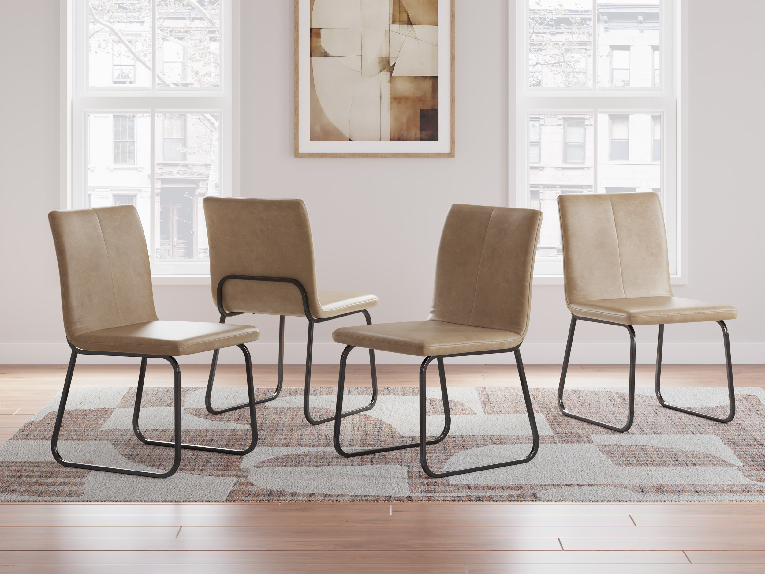 Pharwynn Industrial Faux Leather Dining Side Chair | Toast