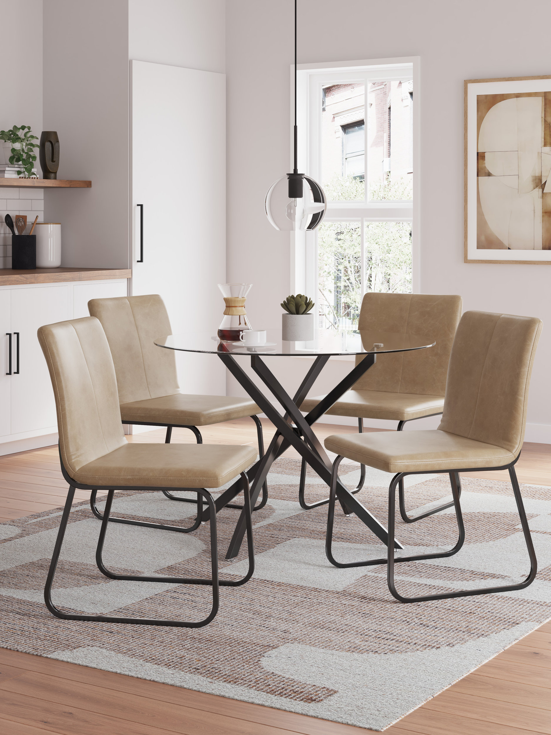 Pharwynn Industrial Faux Leather Dining Side Chair | Toast