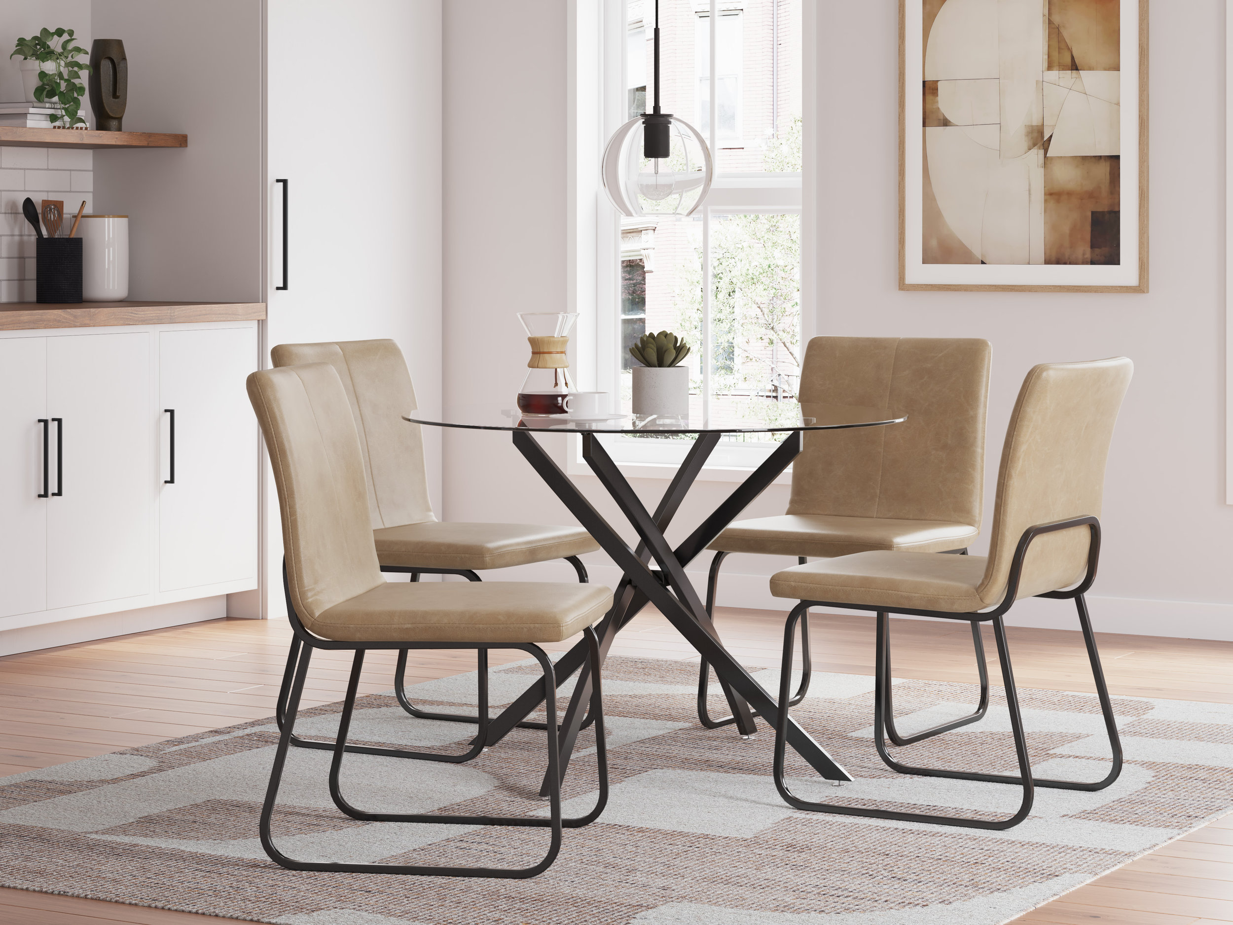 Pharwynn Industrial Faux Leather Dining Side Chair | Toast