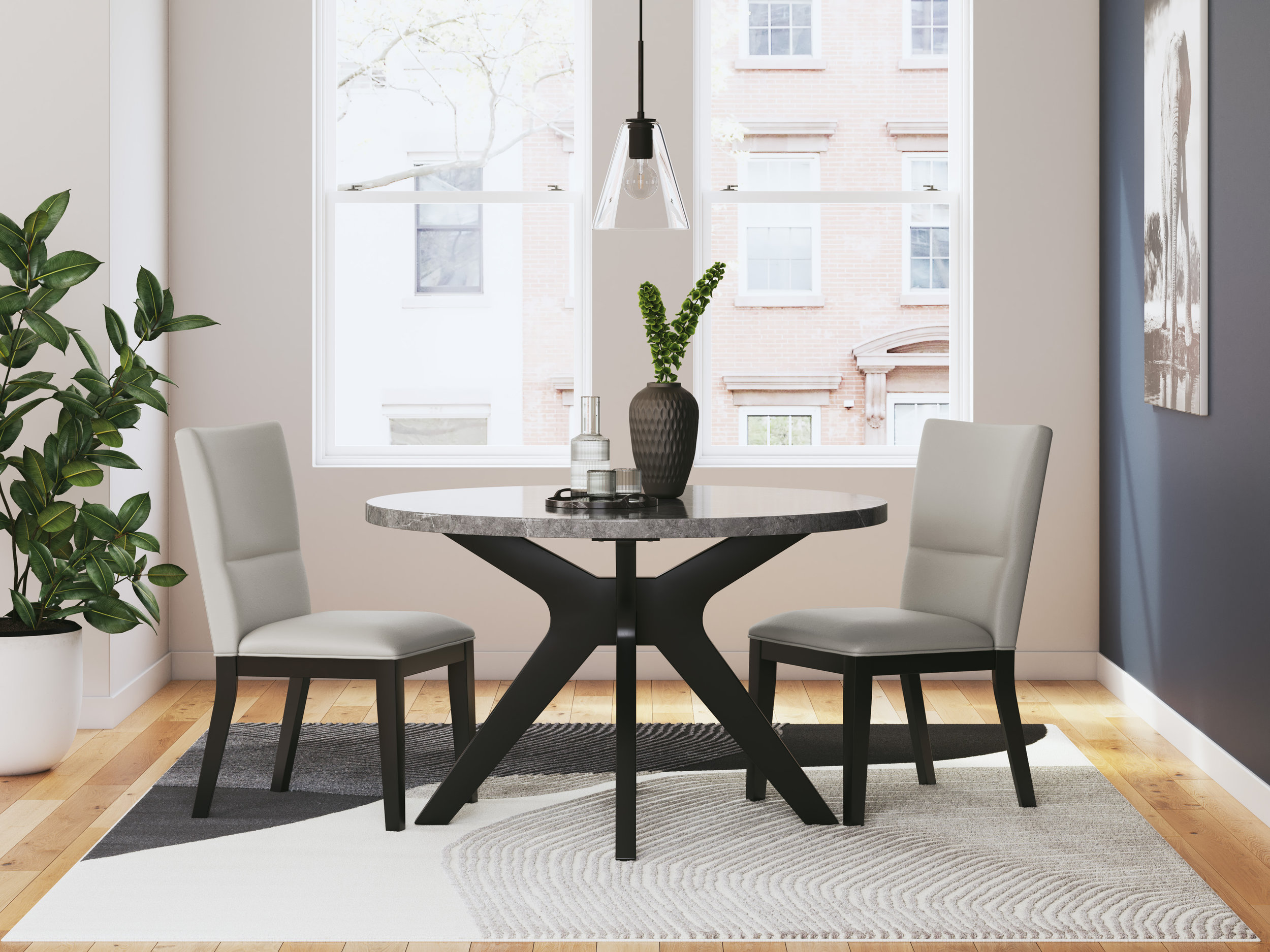 Glinari Round Wood/MDF Dining Room Set