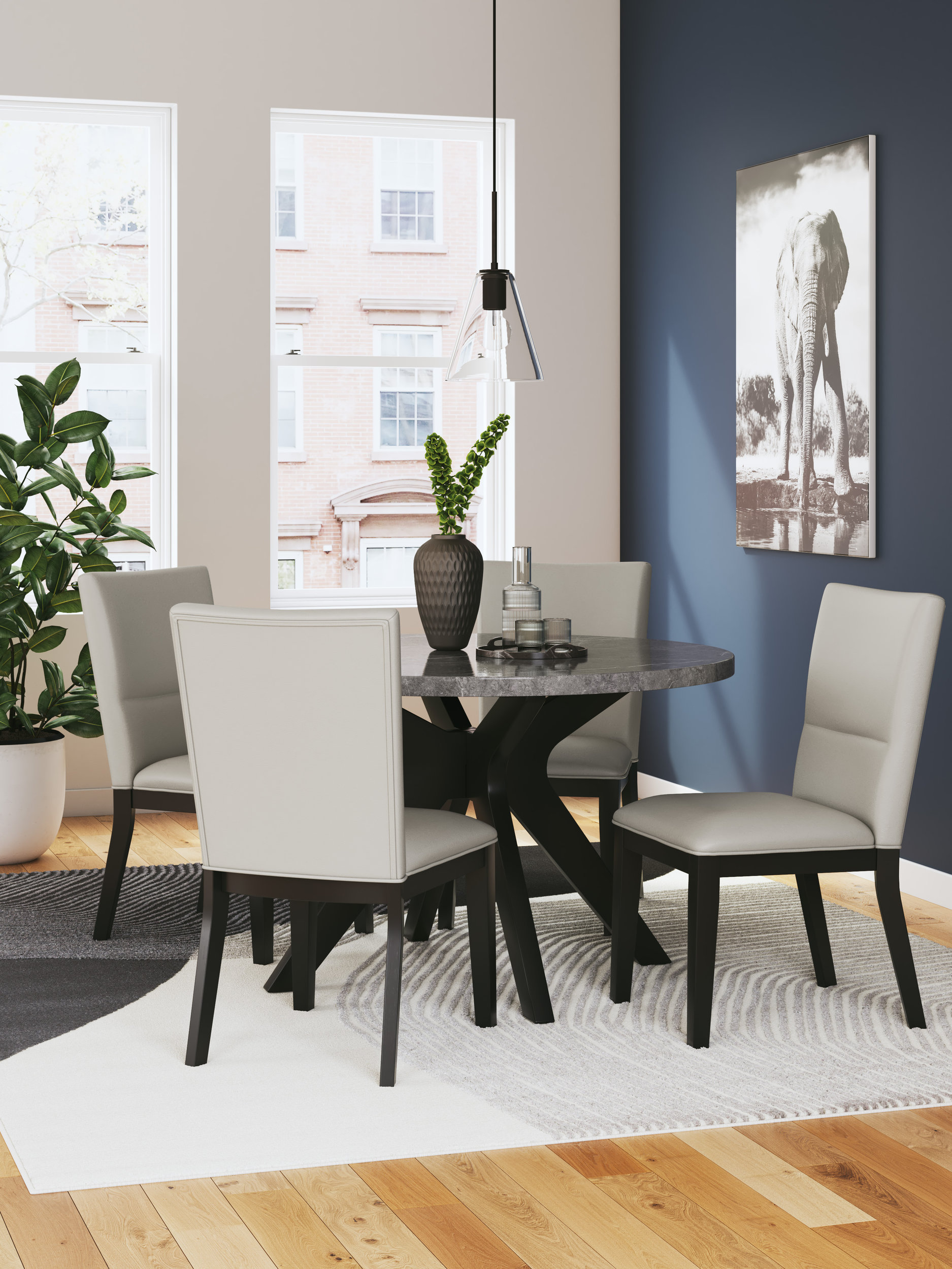 Glinari Round Wood/MDF Dining Room Set