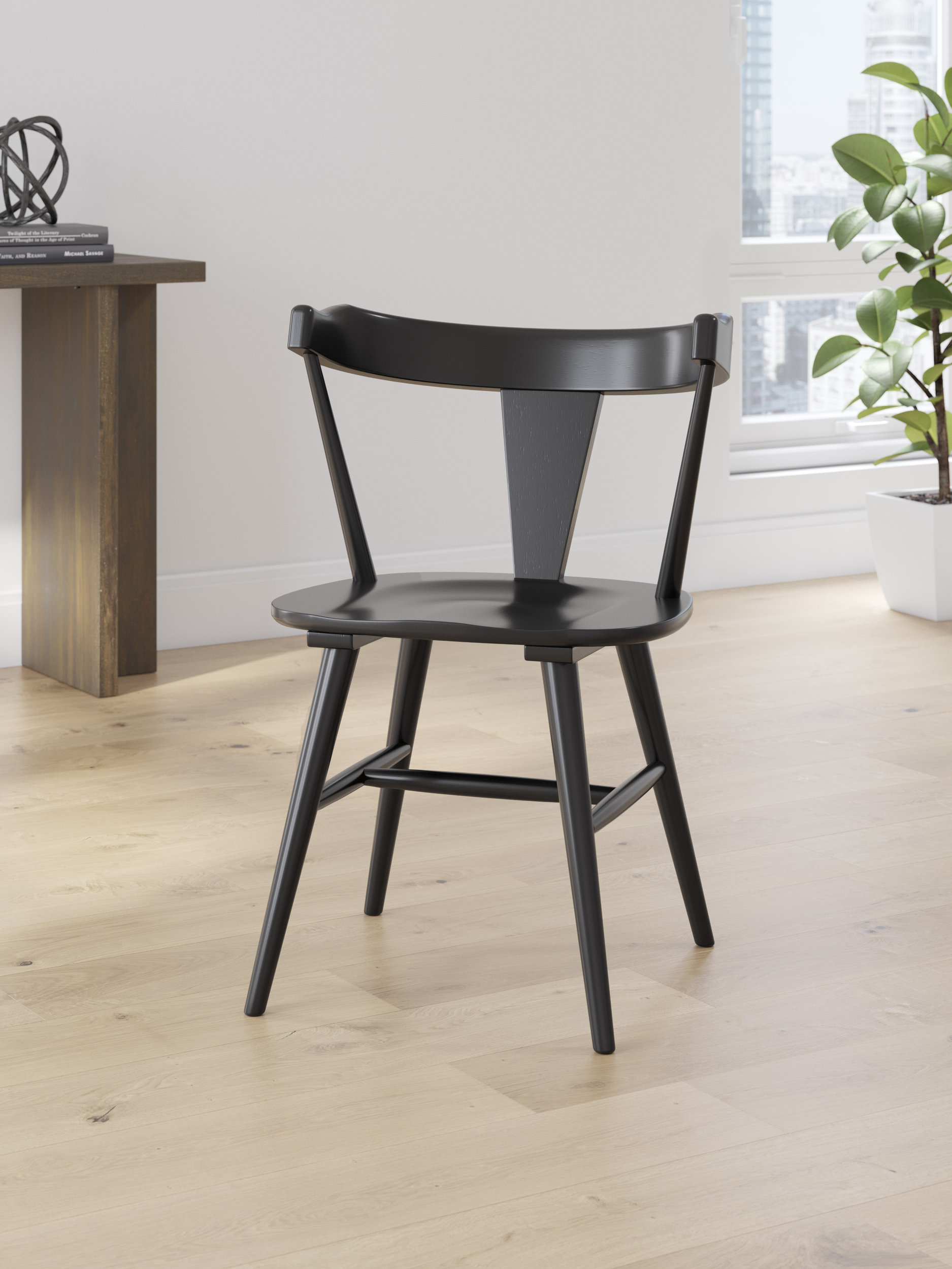 Gretlynn Spindle-Back Dining Side Chair | Classic Black Wood