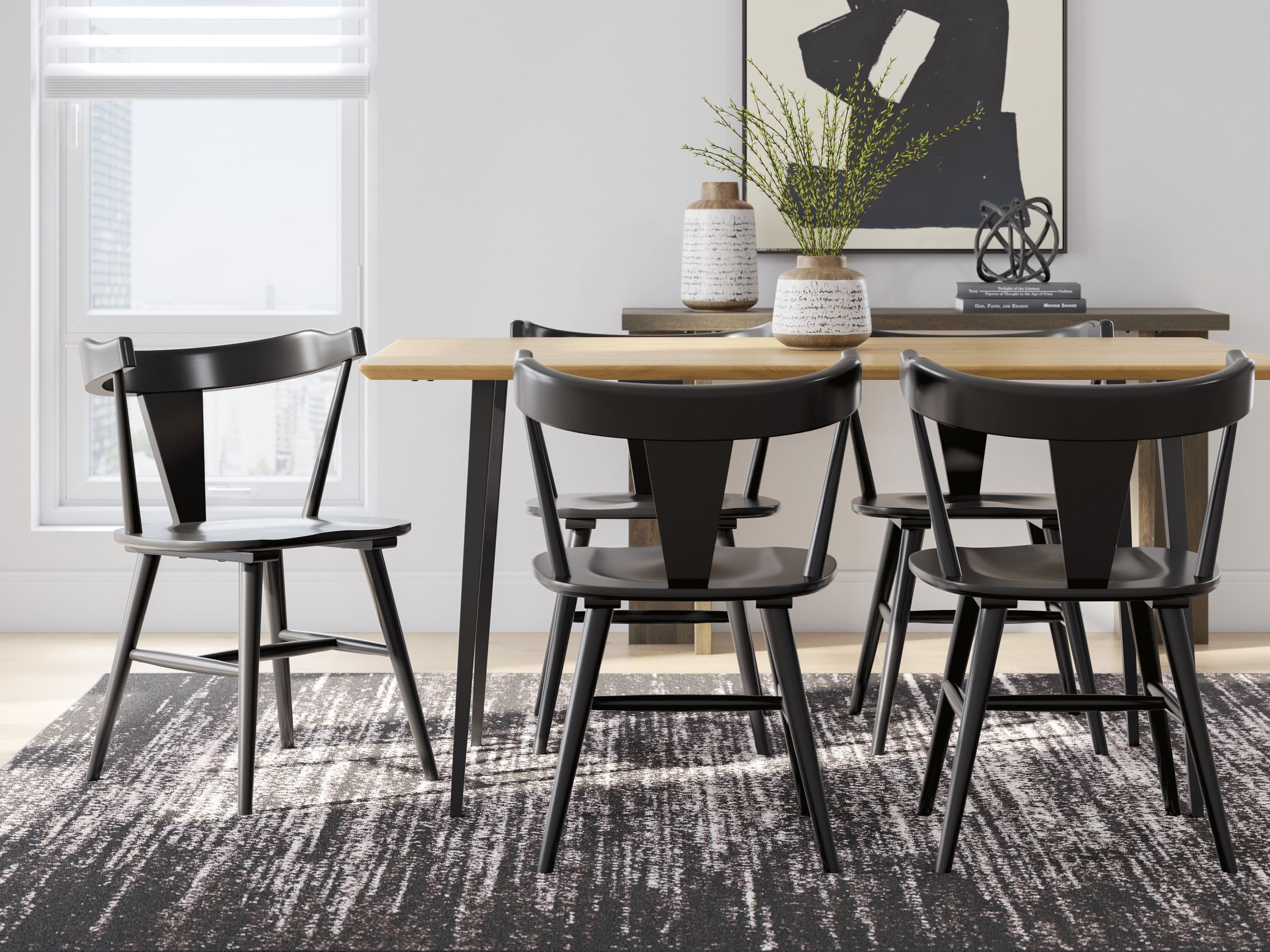 Gretlynn Spindle-Back Dining Side Chair | Classic Black Wood