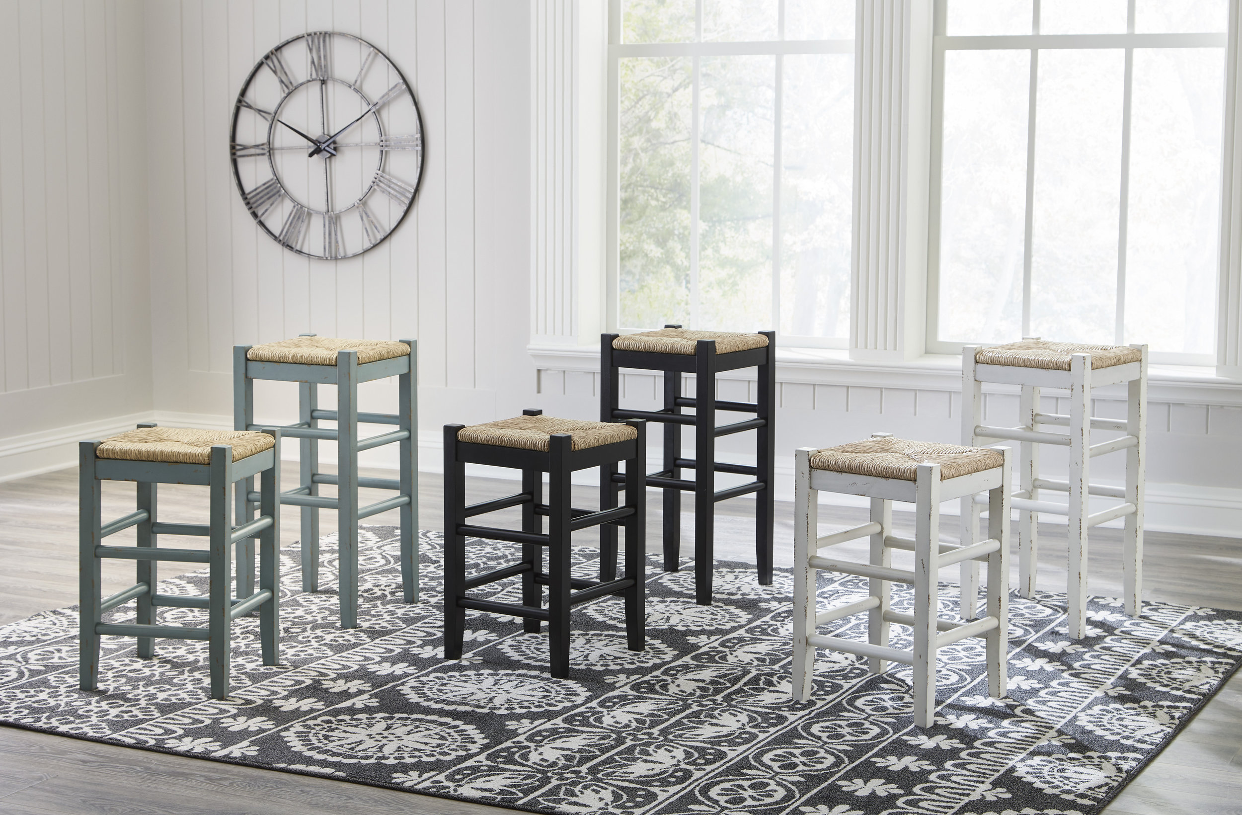 Mirimyn Hyacinth Stool - Woven Counter Height Wood Stool | Sohomod