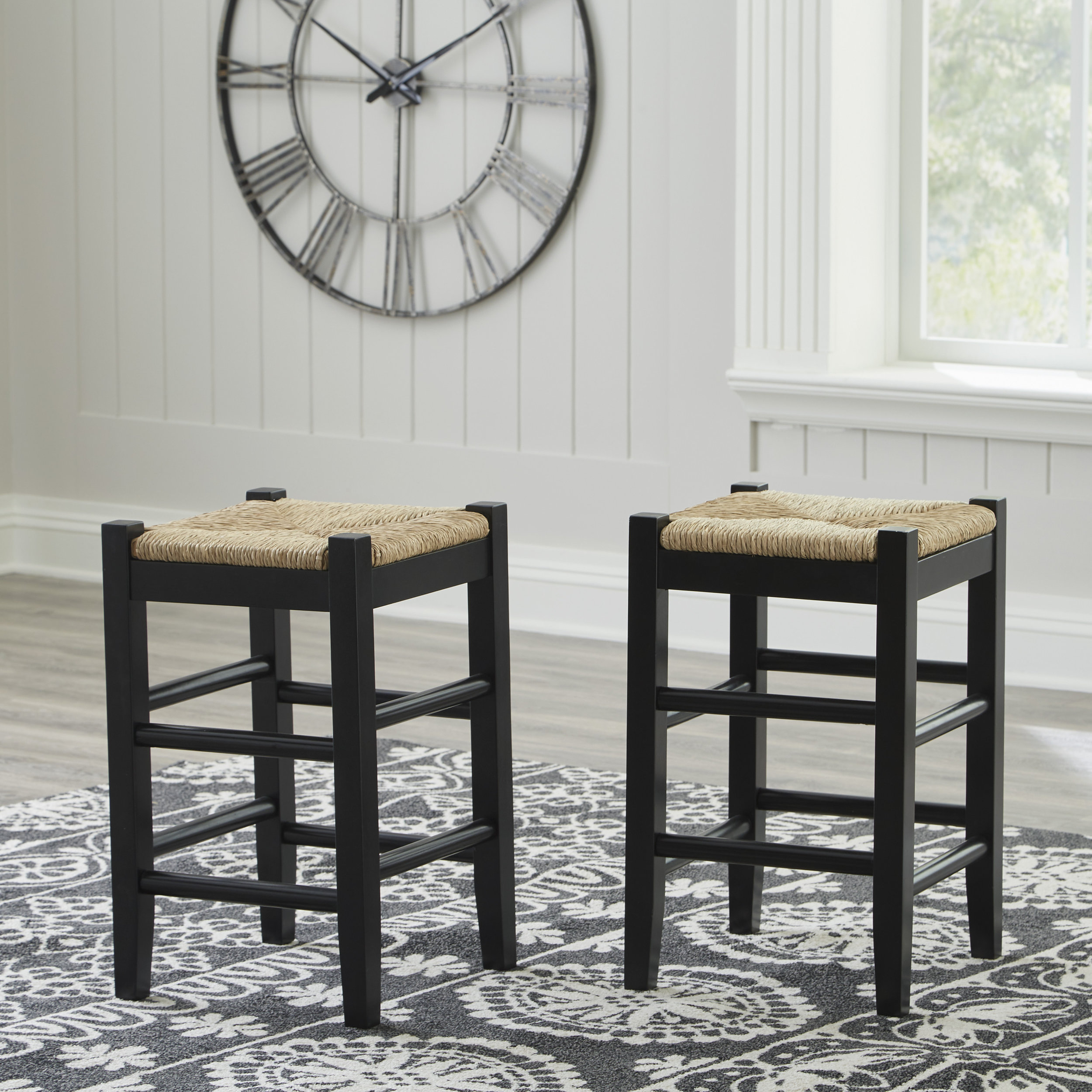 Mirimyn Hyacinth Stool - Woven Counter Height Wood Stool | Sohomod