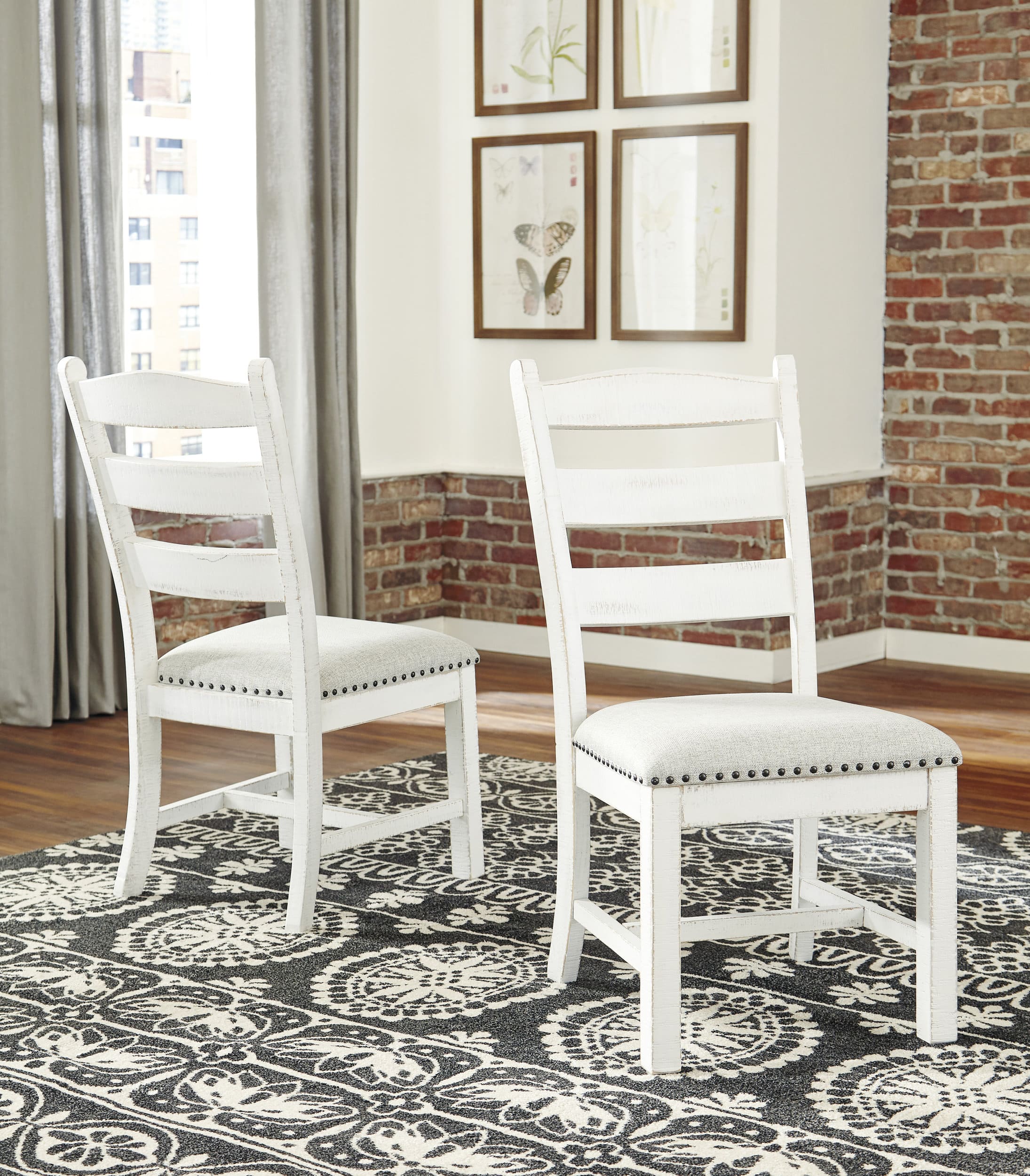 Valebeck Cottage-Chic Ladderback Dining Chair | Vintage White